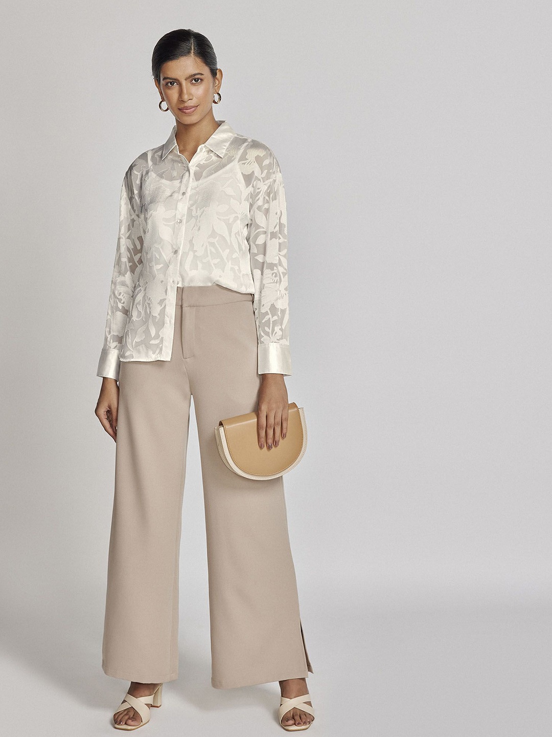 

The Label Life Women Spread Collar Floral Printed Casual Shirt, White