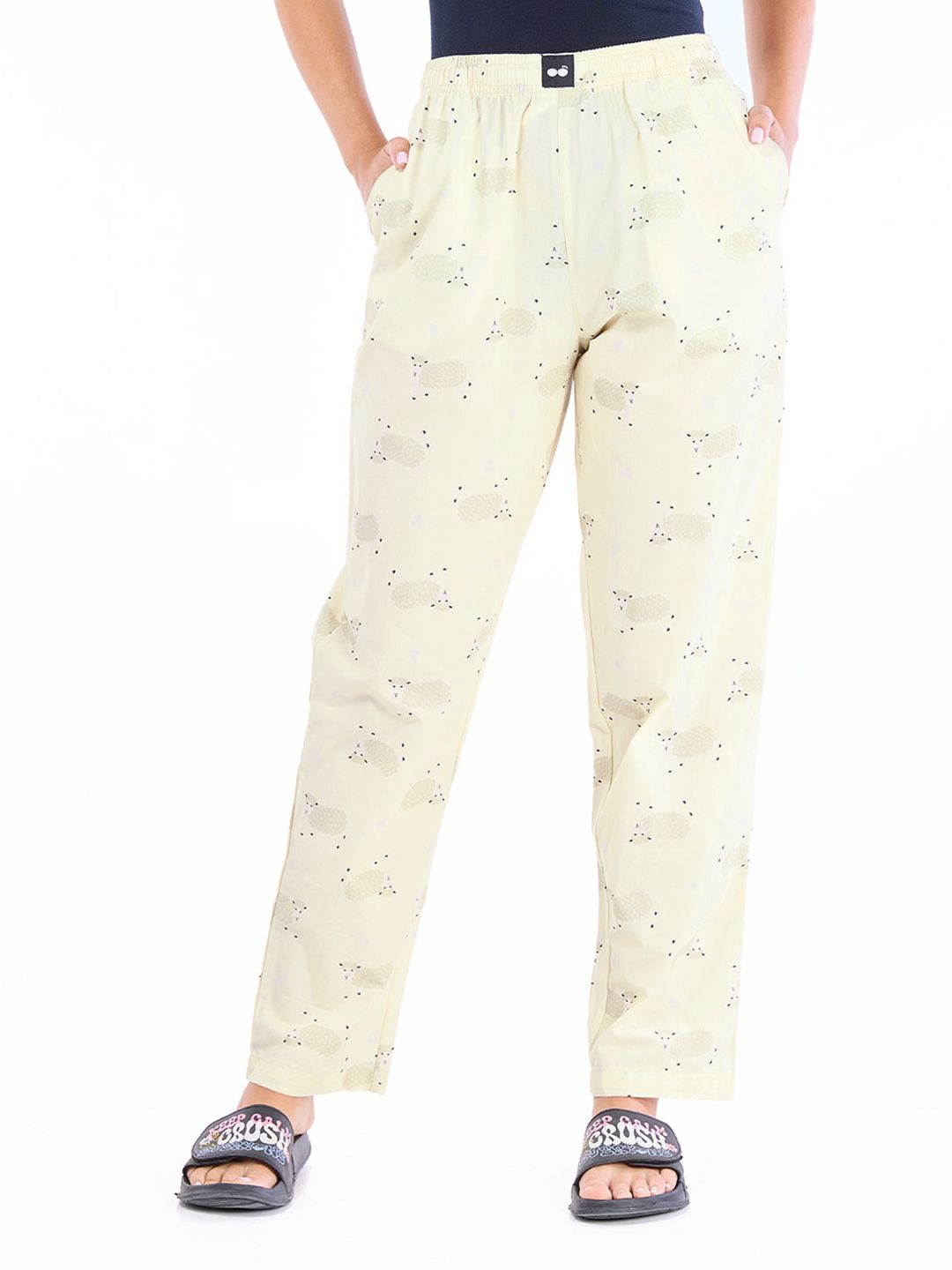 

Bewakoof Women Printed Cotton Lounge Pant, Cream
