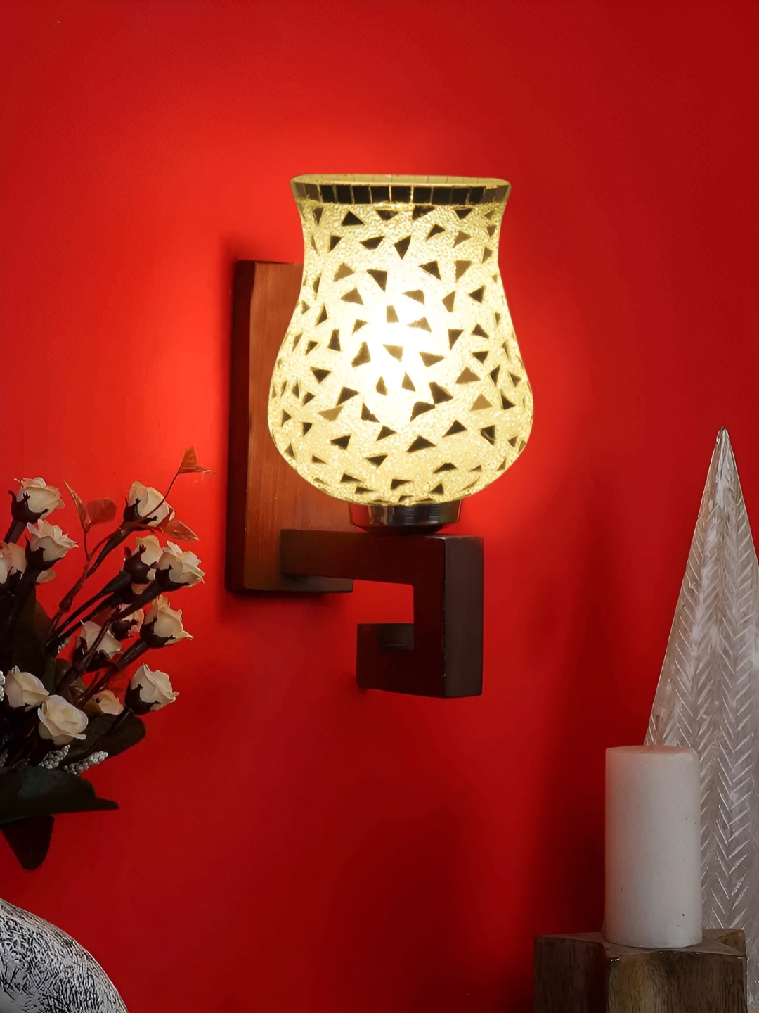 

Devansh Transparent Printed Wood Traditional Wall Lamp