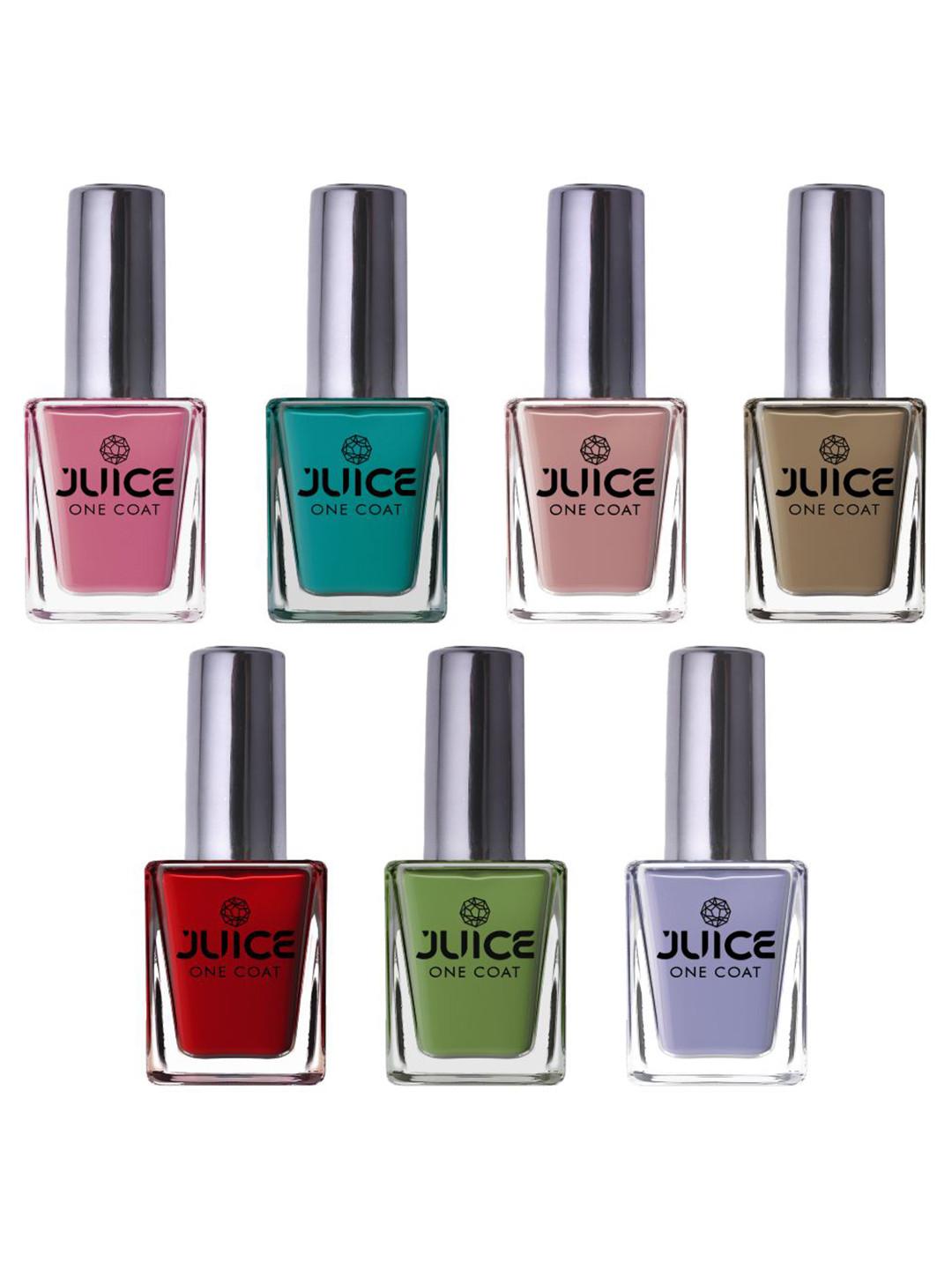 

JUICE Set Of 7 One Coat Longlasting Finish Quick Dry Nail Paint - 11 ml Each- Cocktails, Lavender