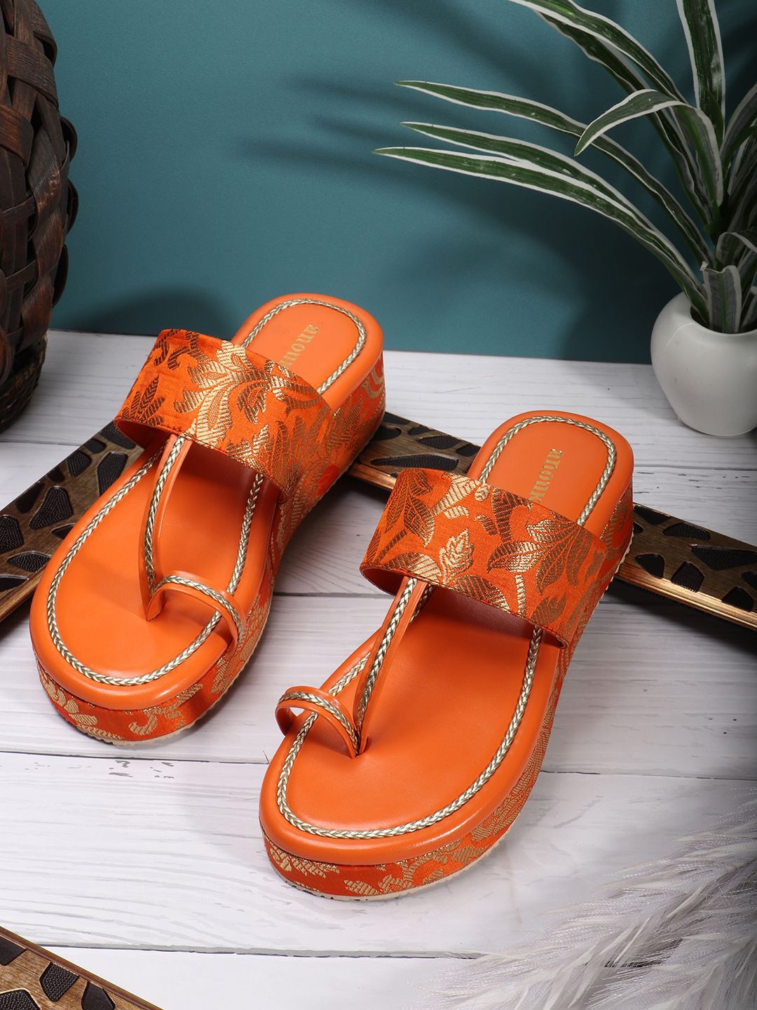 

Anouk Women Printed Ethnic Flatform Sandals, Orange