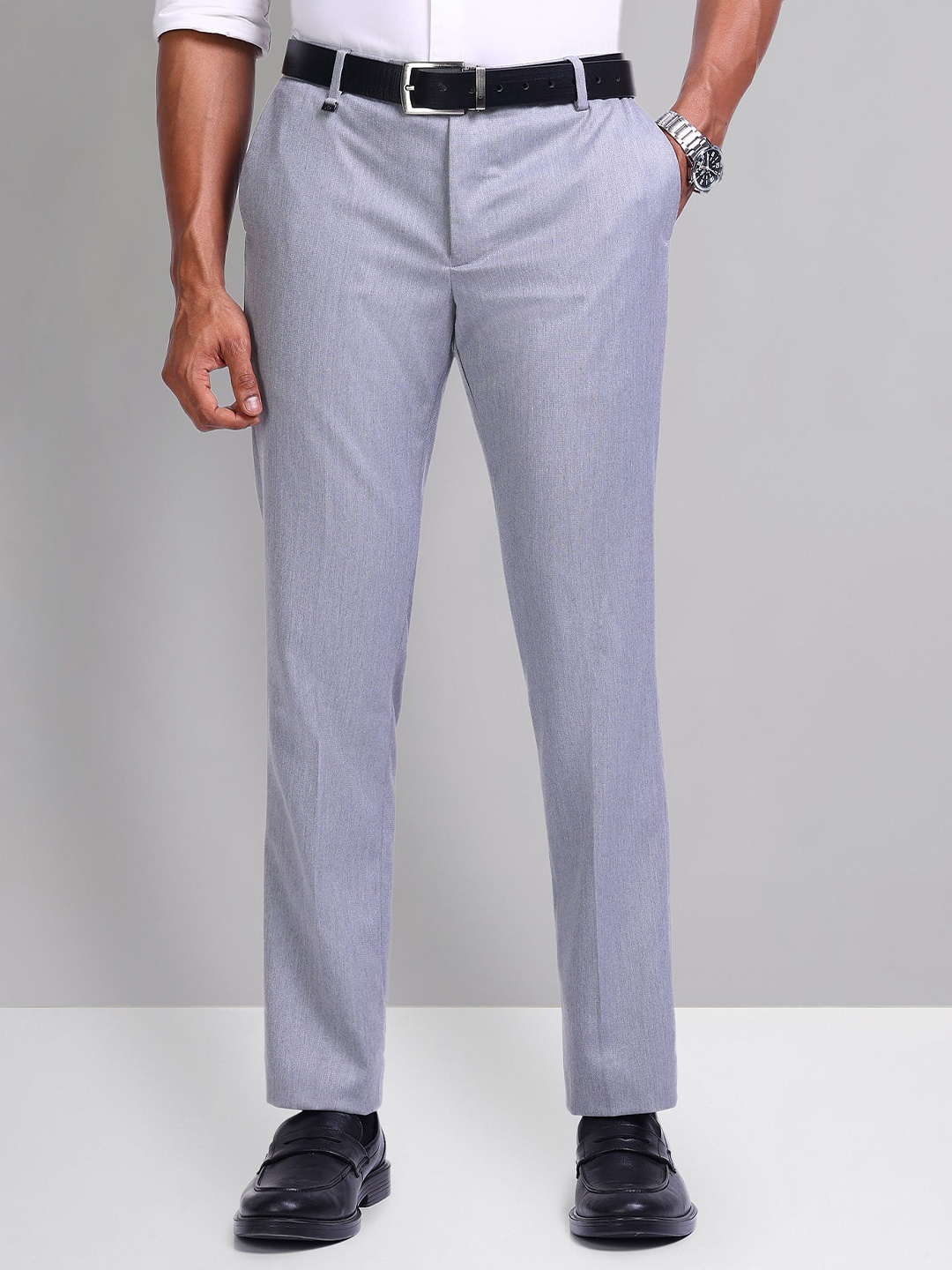 

AD By Arvind Men Mid-Rise Regular Fit Formal Trousers, Grey