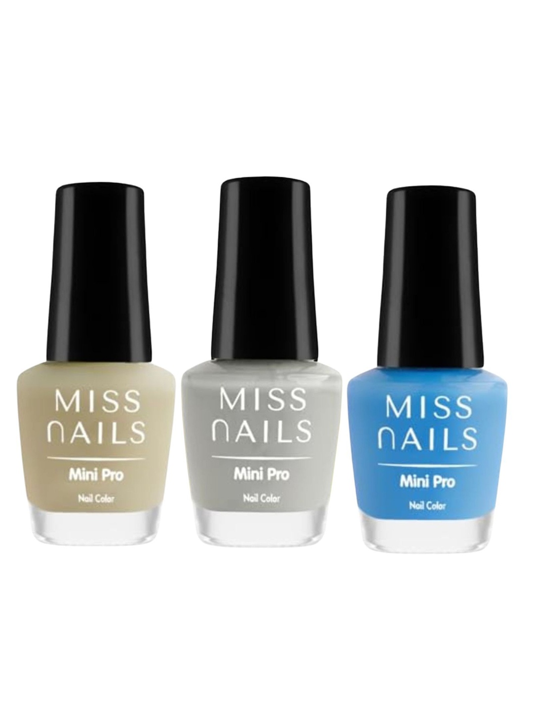 

MISS NAILS Set Of 3 Mini Pro Nail Polish- 10 ml Each- Combo 85, Grey