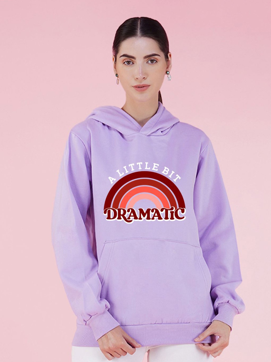 

NUSYL Typography Printed Hooded Oversized Sweatshirt, Purple