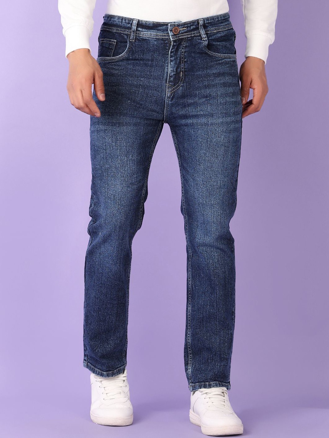 

V-Mart Men Straight Fit Mid-Rise Light Fade Stretchable Jeans, Blue