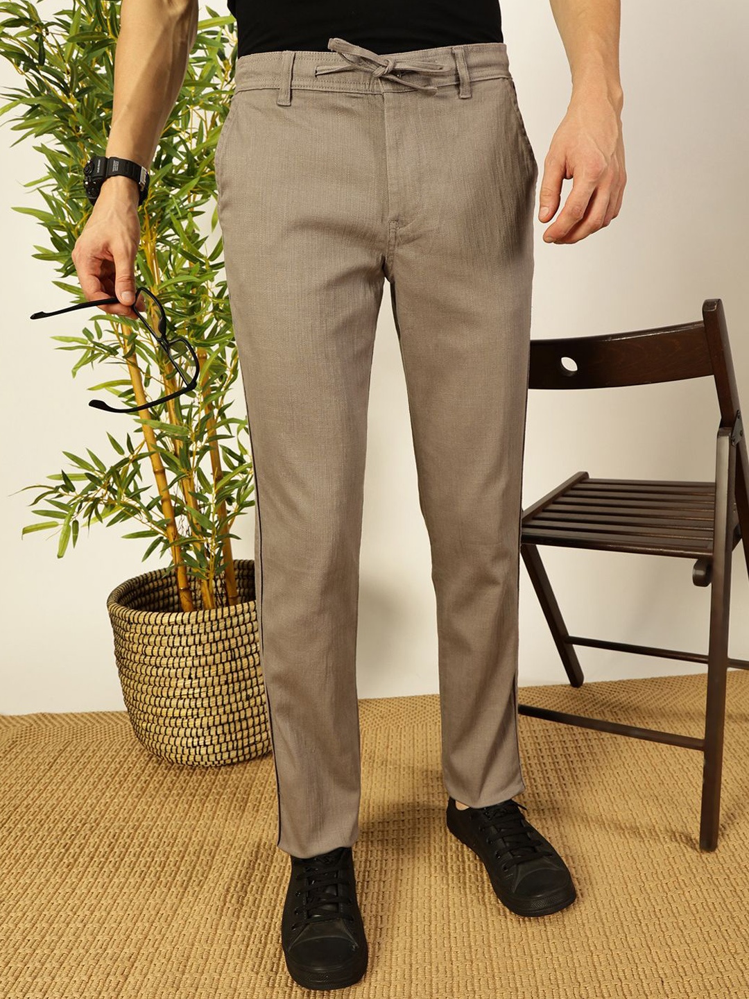 

Thomas Scott Men Smart Easy Wash Chinos Trousers, Grey
