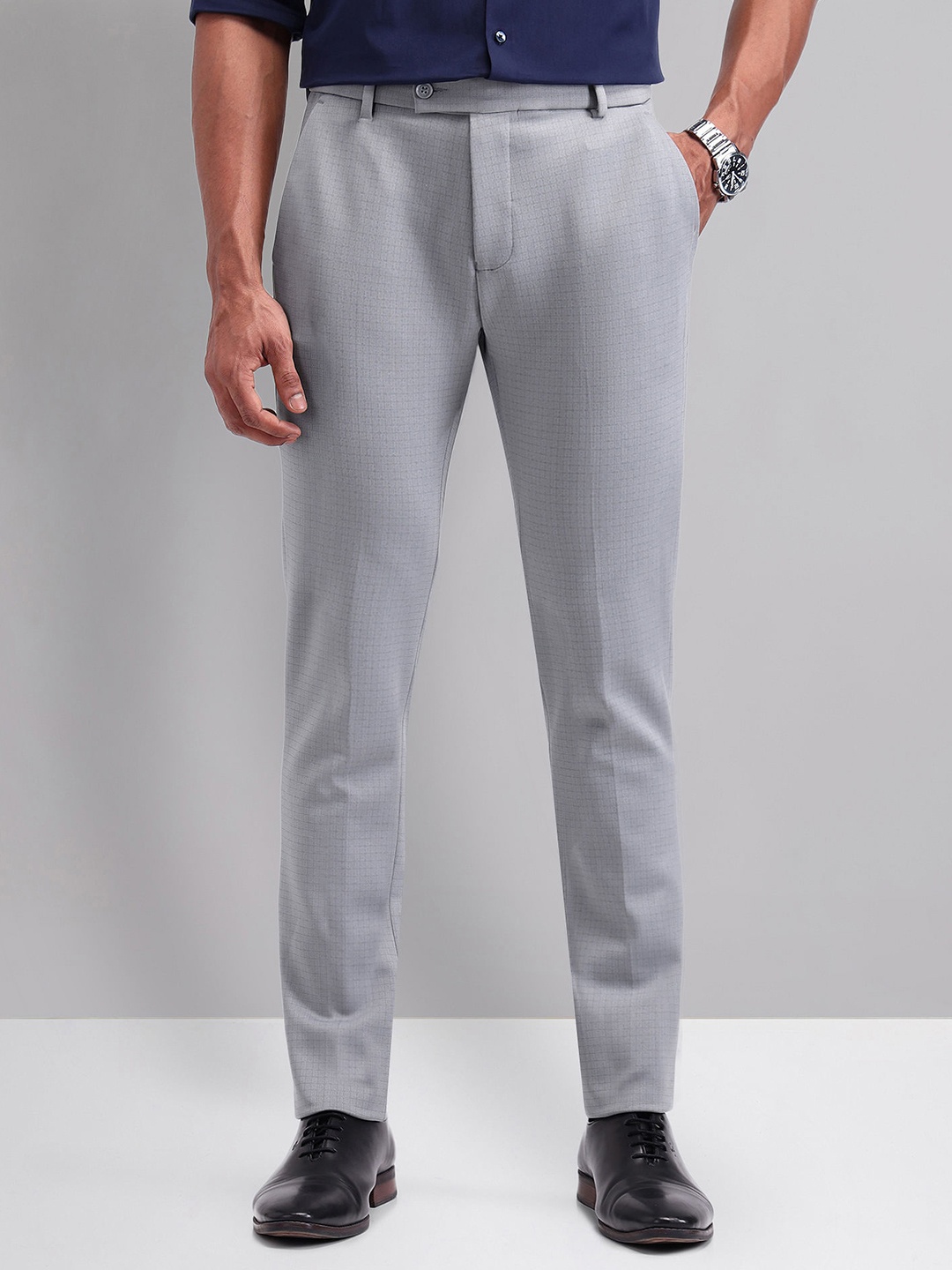 

AD By Arvind Men Mid-Rise Regular Trousers, Grey