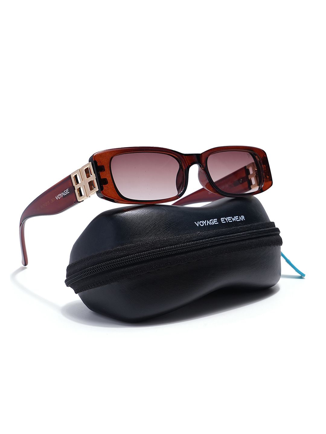 

Voyage Unisex Rectangle Sunglasses with UV Protected Lens, Brown