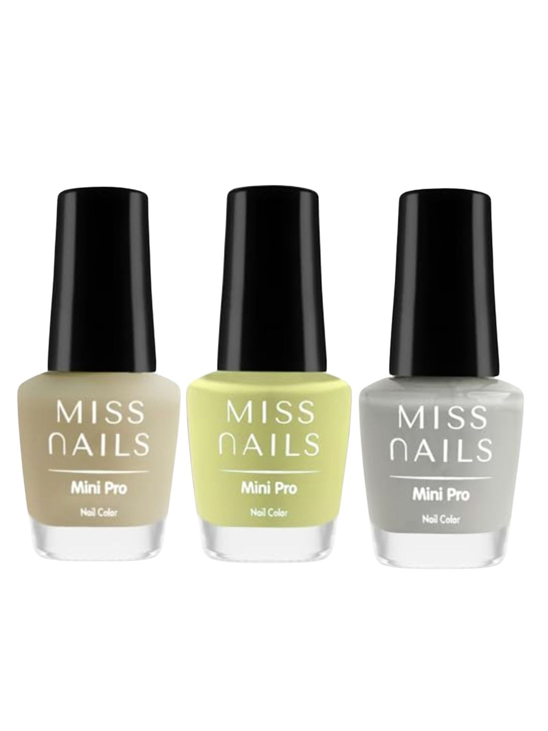 

MISS NAILS Set Of 3 Mini Pro Toxin Free Nail Color - 10 ml Each - Shade 99, Grey