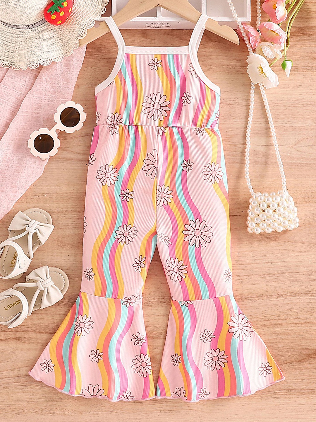 

LULU & SKY Girls Printed Basic Jumpsuit, Pink