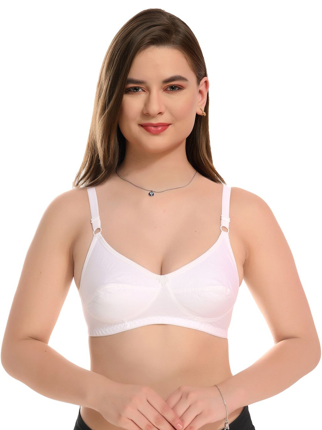 

don't Shy Medium Coverage cotton solid Bra, White