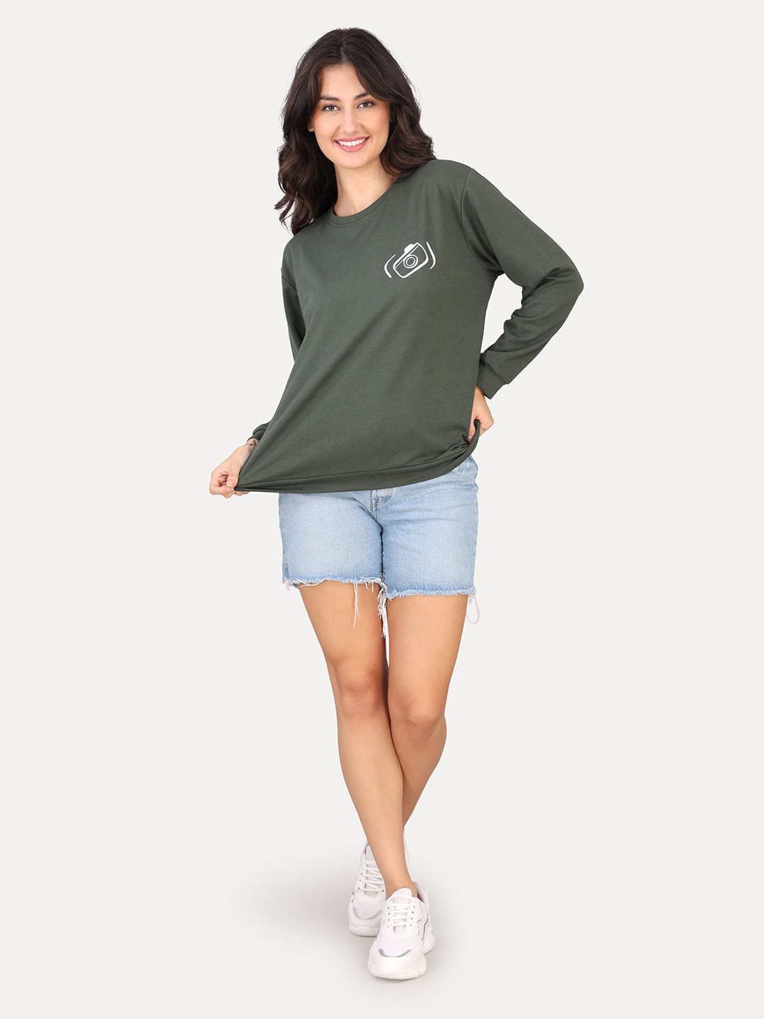 

VISO Women Typography Printed Round Neck Cotton Pullover Sweatshirt, Green