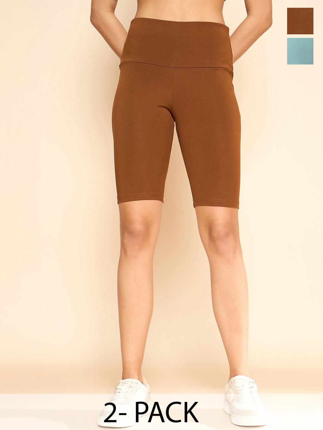 

COLOR CAPITAL Pack Of 2 High-Rise Above Knee-Length Tights, Rust