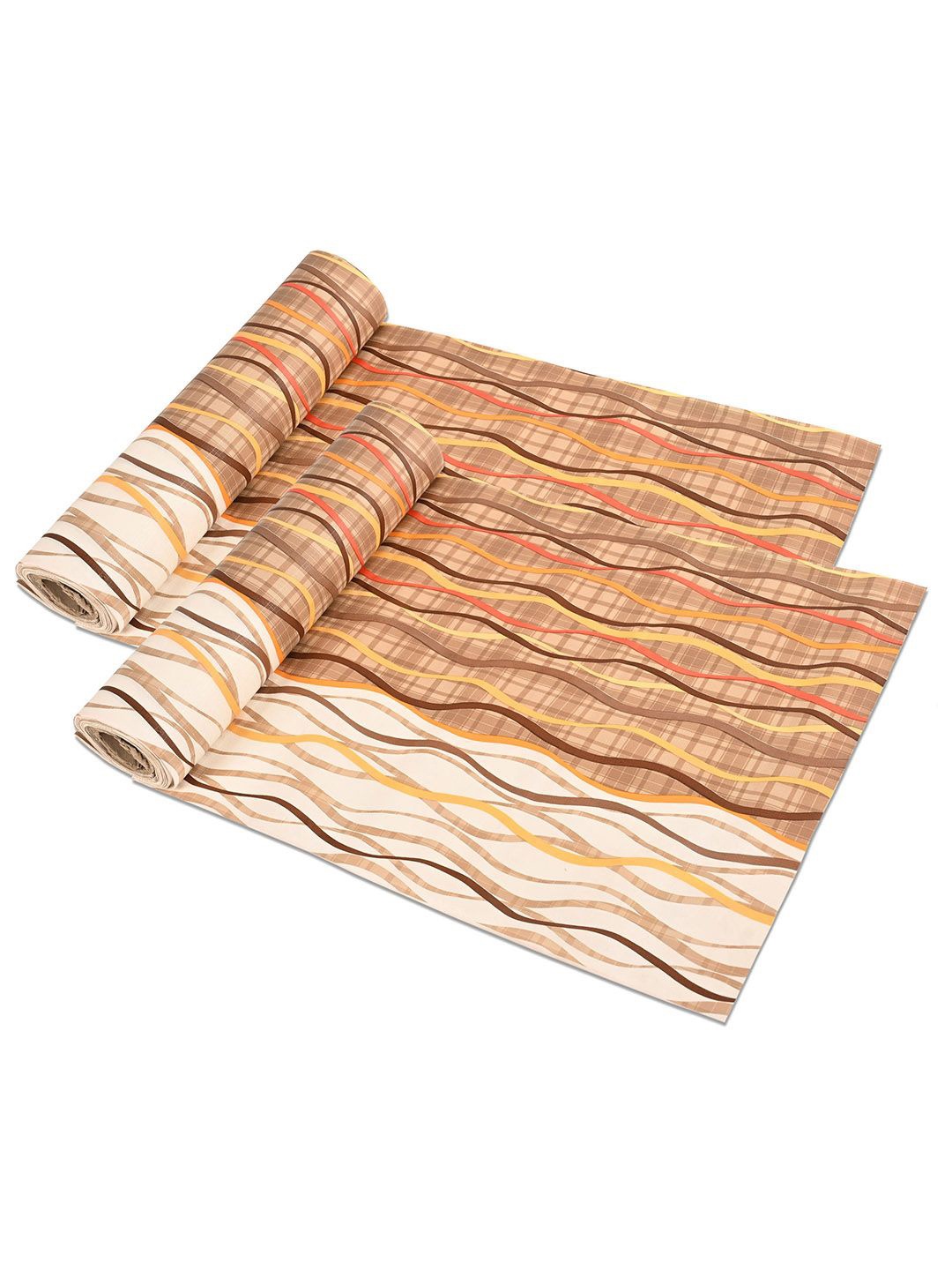

Kuber Industries Cream & Brown 2 Pieces Printed Water Resistant Shelf Liner Organisers