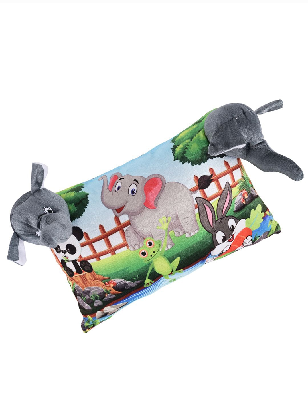 

Kuber Industries Grey & Green Cotton Filled Cotton Ultra Soft Baby Pillow