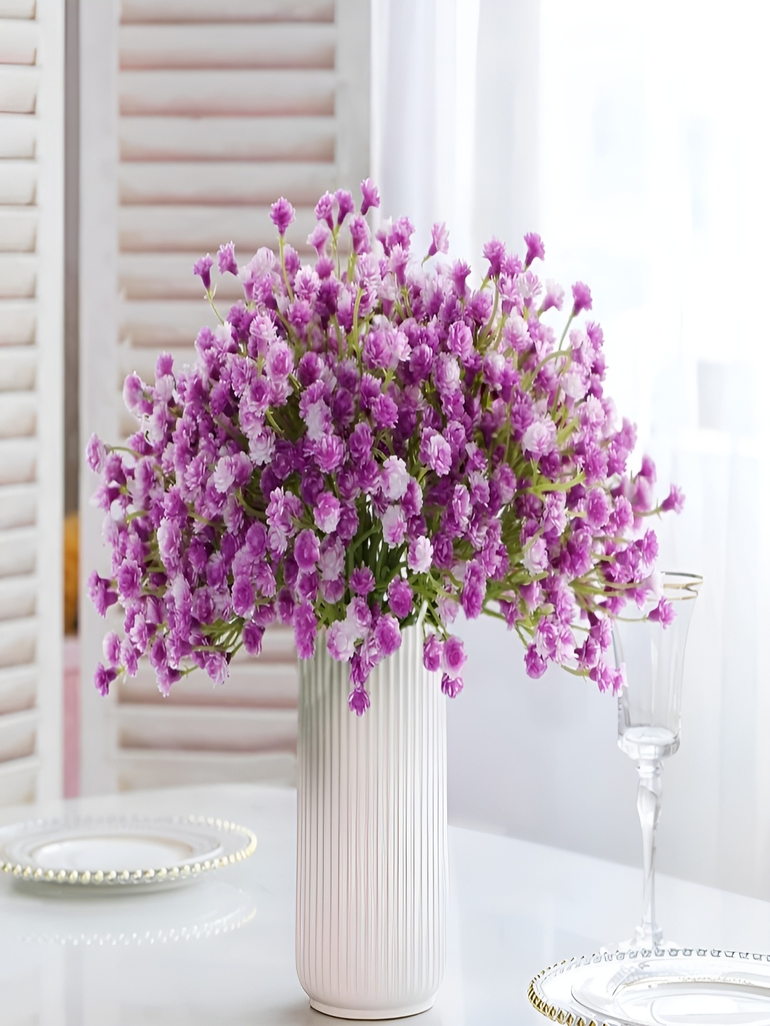 

VRB DECOR Purple 2 Pieces Gypsophilia Artificial Flower