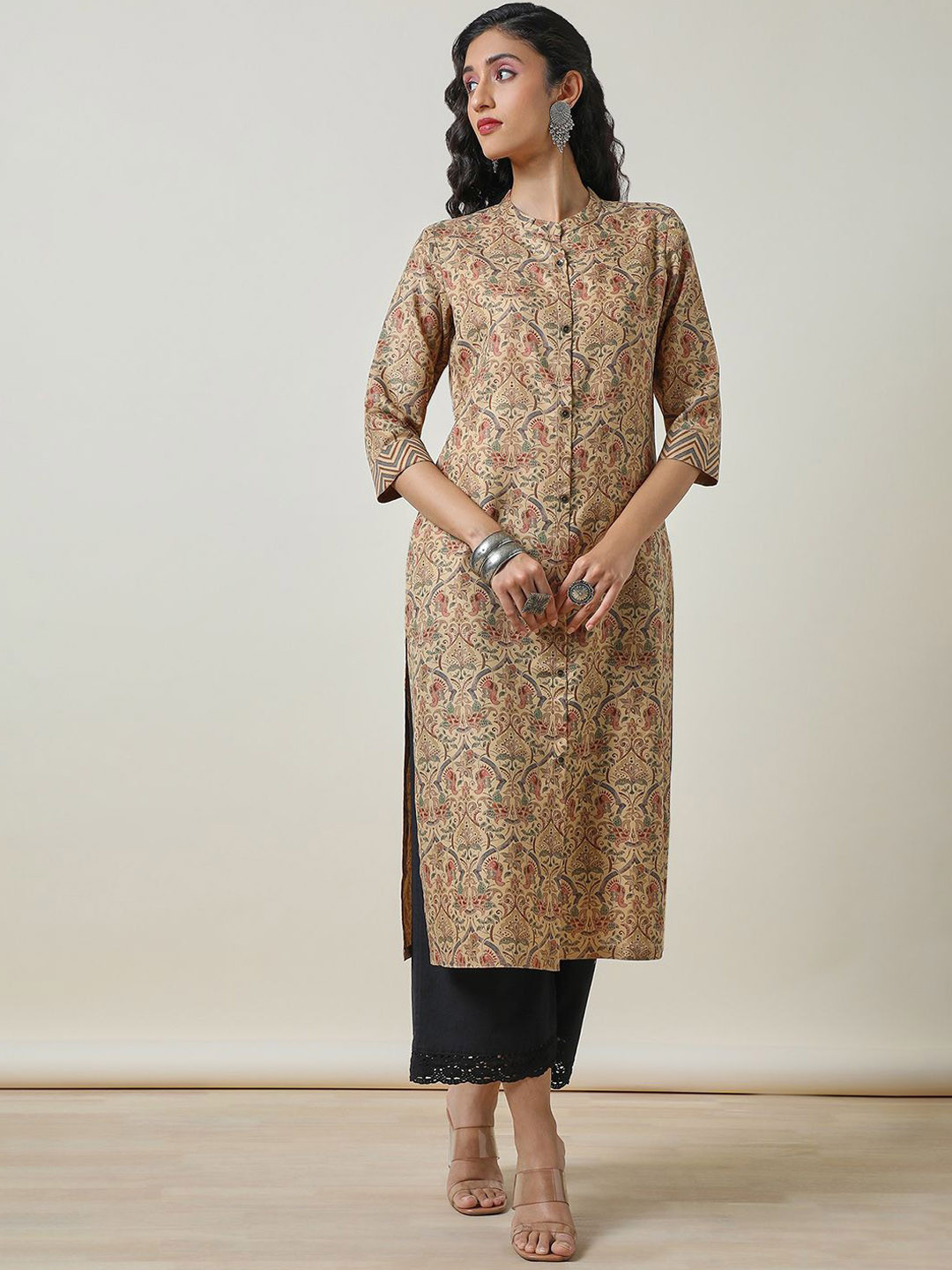 

Soch Women Ethnic Motifs Printed Kurta, Beige