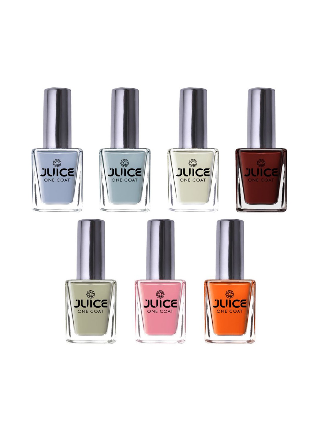 

JUICE Set Of 7 One Coat Longlasting Finish with Quick Dry Nail Paint - 11 ml Each, Blue