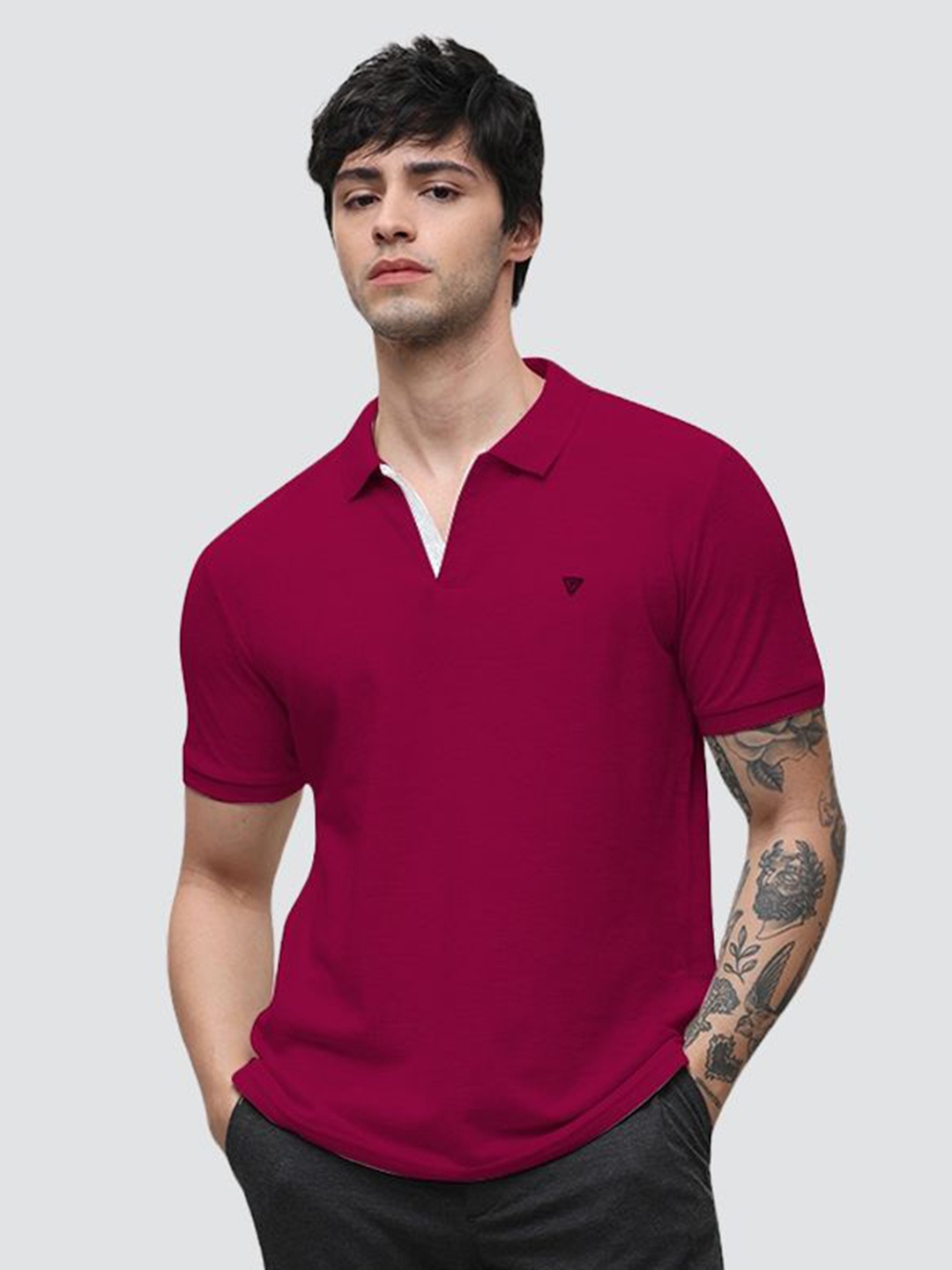 

Klub Fox Men Solid Polo Collar Cotton T-shirt, Pink