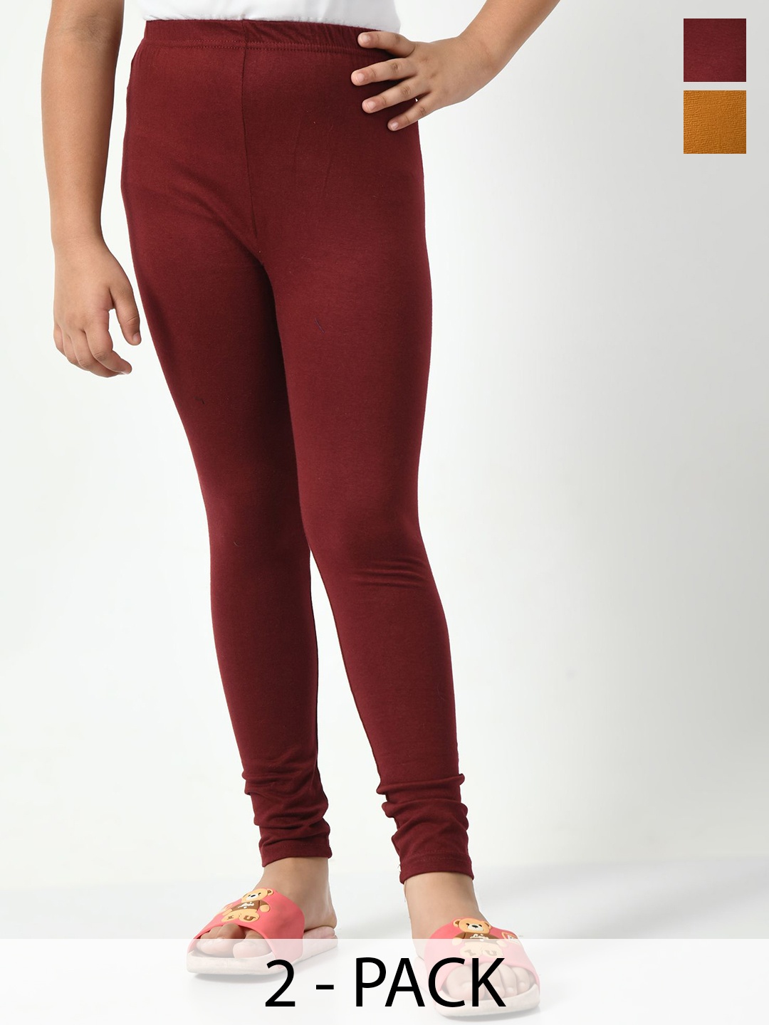 

KAYU Girls Pack Of 2 Ankle Length Leggings, Mustard