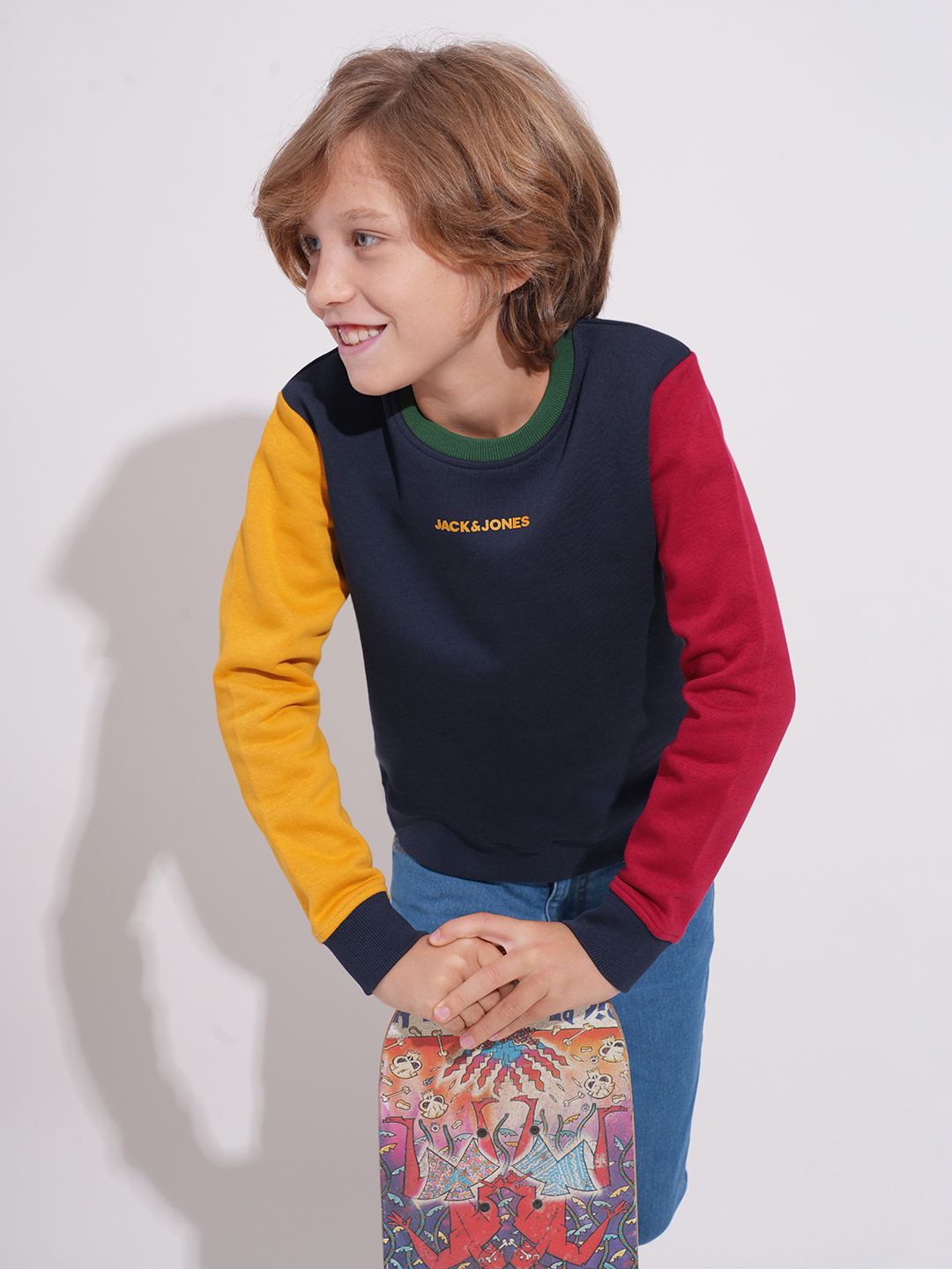 

Jack & Jones Junior Boys Solid Round Neck Cotton Pullover Sweatshirt, Navy blue