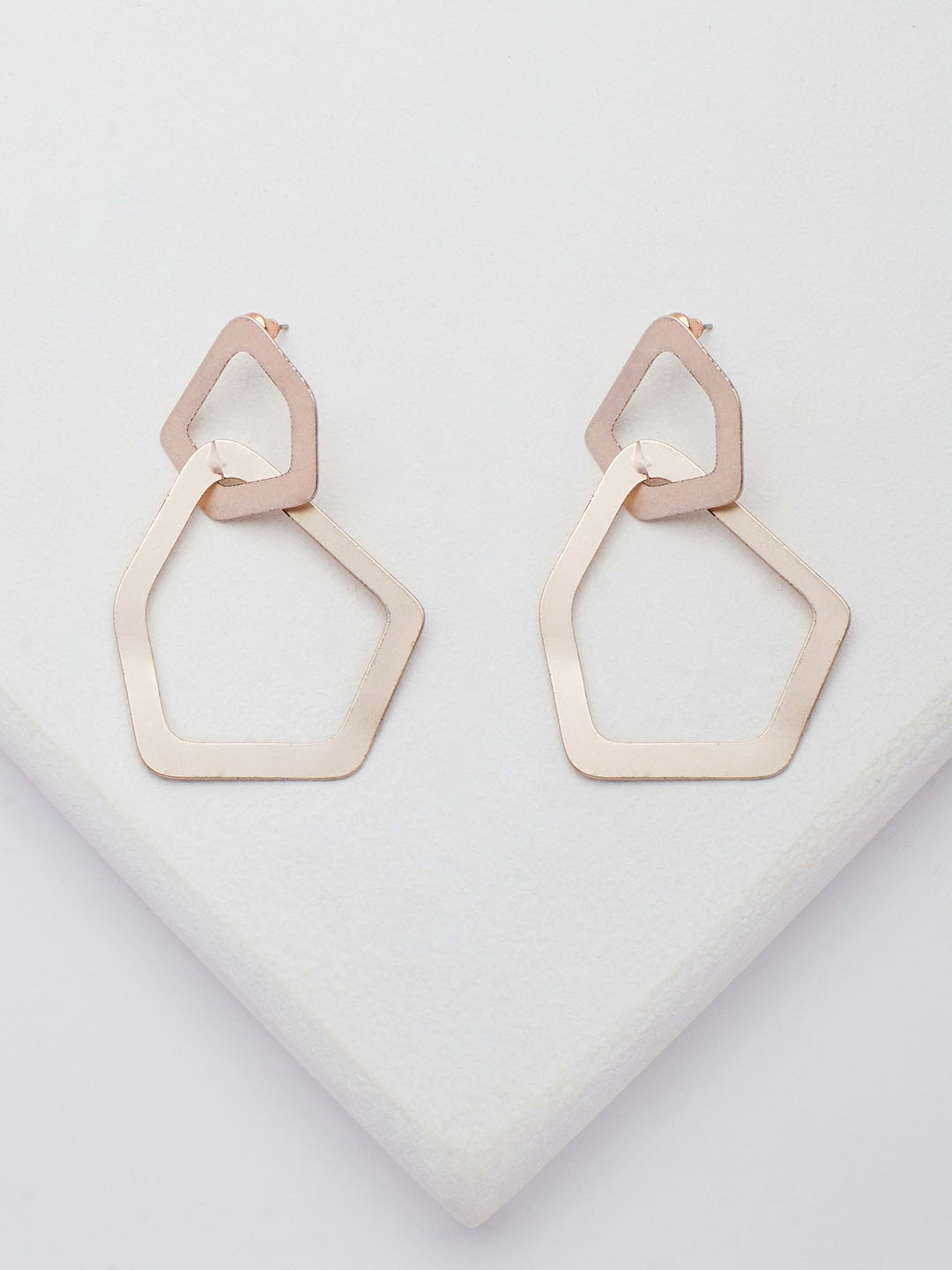 

Rhea Rose Gold-Plated Contemporary Drop Earrings