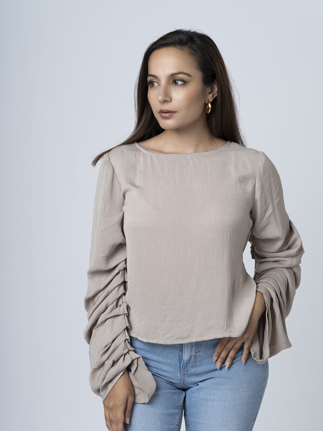 

BOONS n PERKKS Women Solid Round Neck Top, Grey