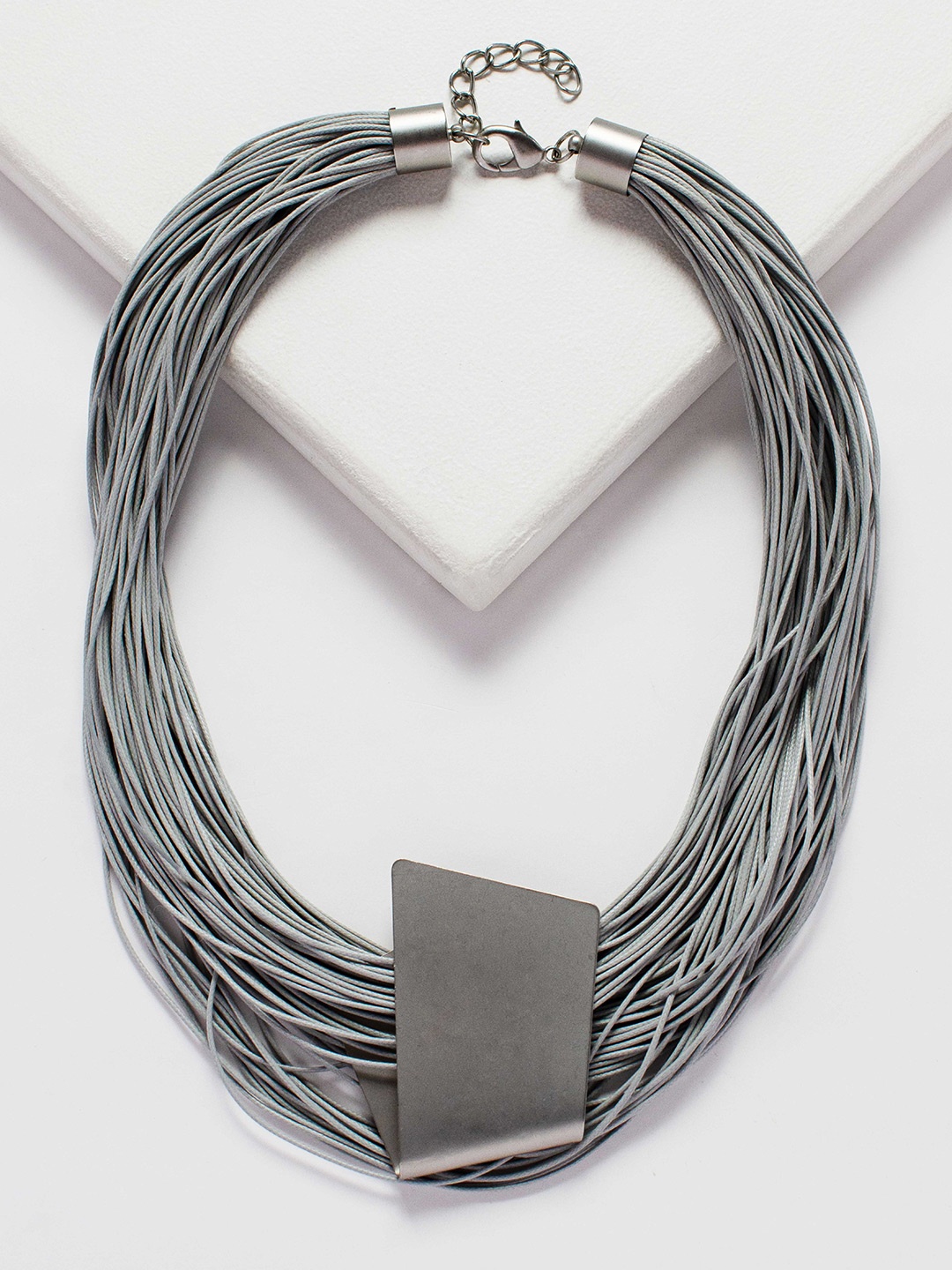 

Rhea Rhodium-Plated Tasselled Necklace, Silver