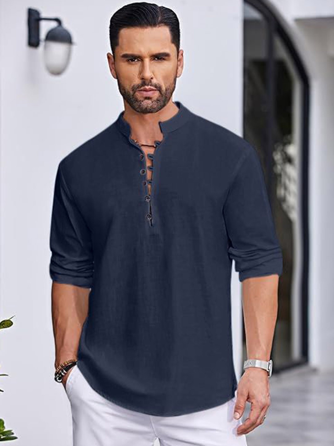

FINIVO FASHION Men Kurta, Navy blue
