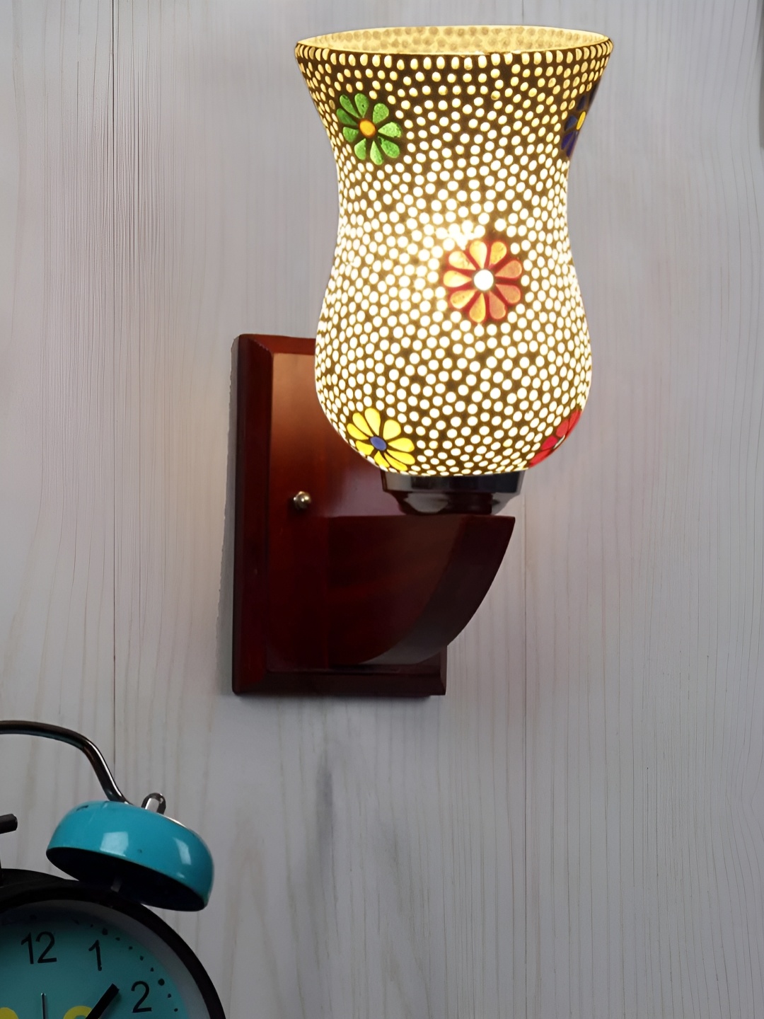 

Devansh White & Brown Textured Bell Shaped Contemporary Mosaic Glass Wall Lamp