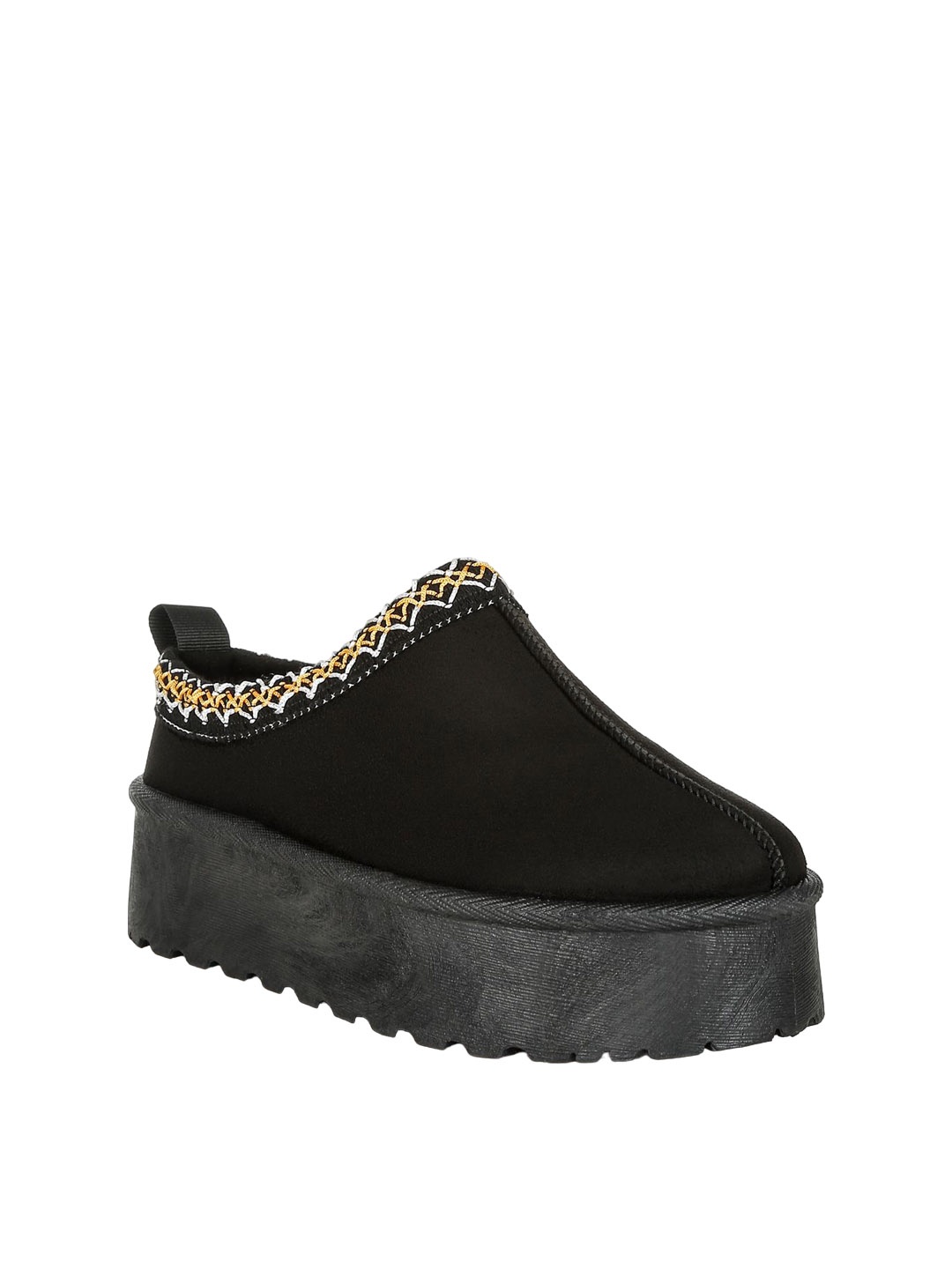 

London Rag Embroidered Platform Classic Slip-On Casual Shoes, Black