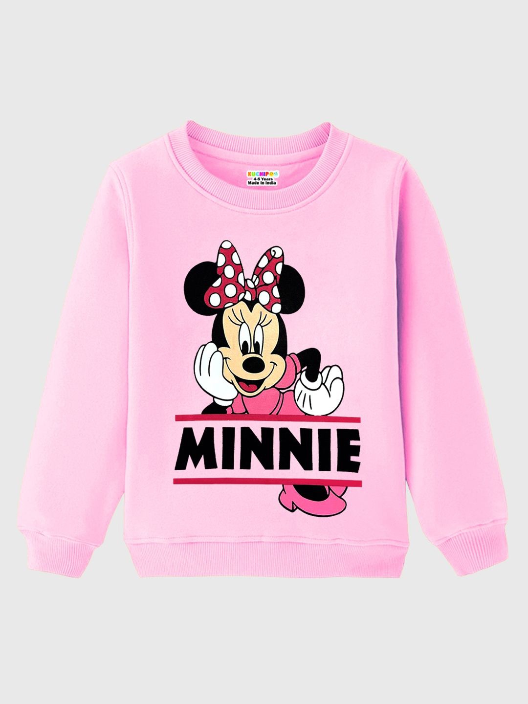 

KUCHIPOO Girls Minnie Mouse Graphic Printed Fleece Pullover Sweatshirt, Pink