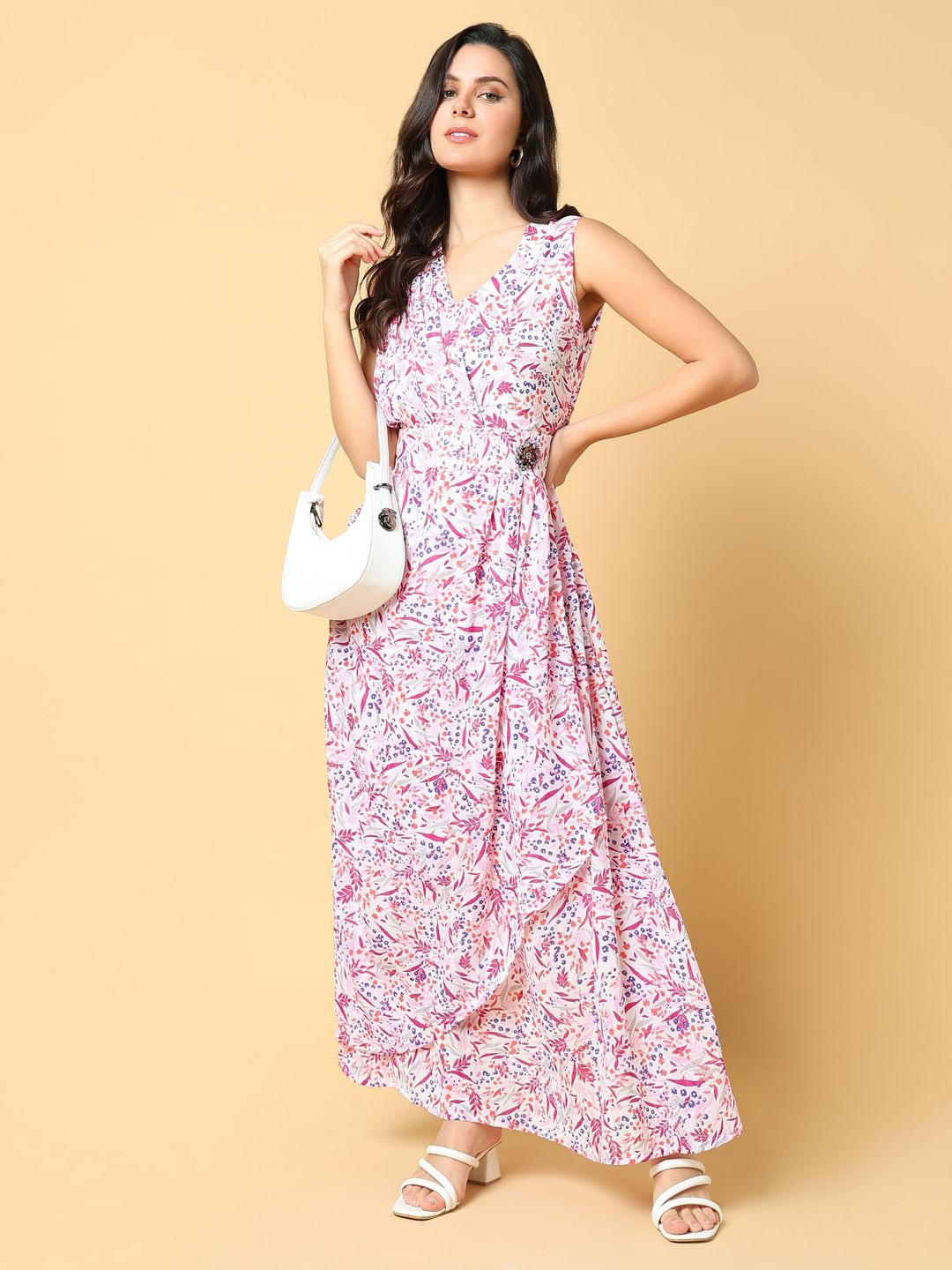 

SHOWOFF Women Floral Printed Fit & Flare Maxi Dress, Pink