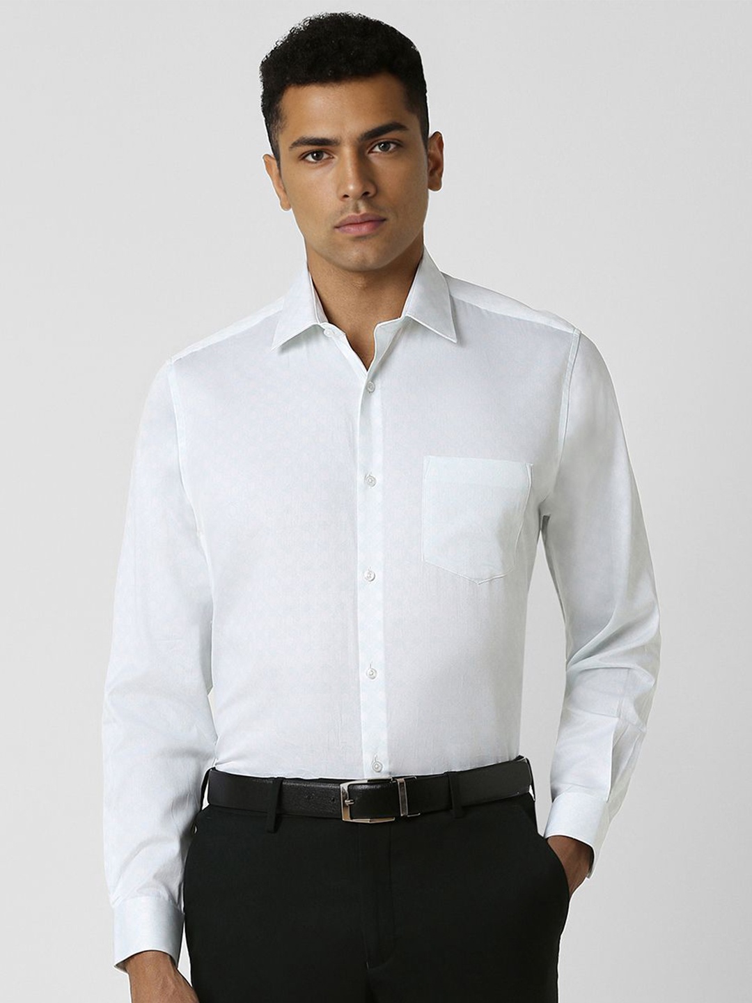 

Van Heusen Men Spread Collar Geometric Printed Cotton Slim Fit Formal Shirt, White