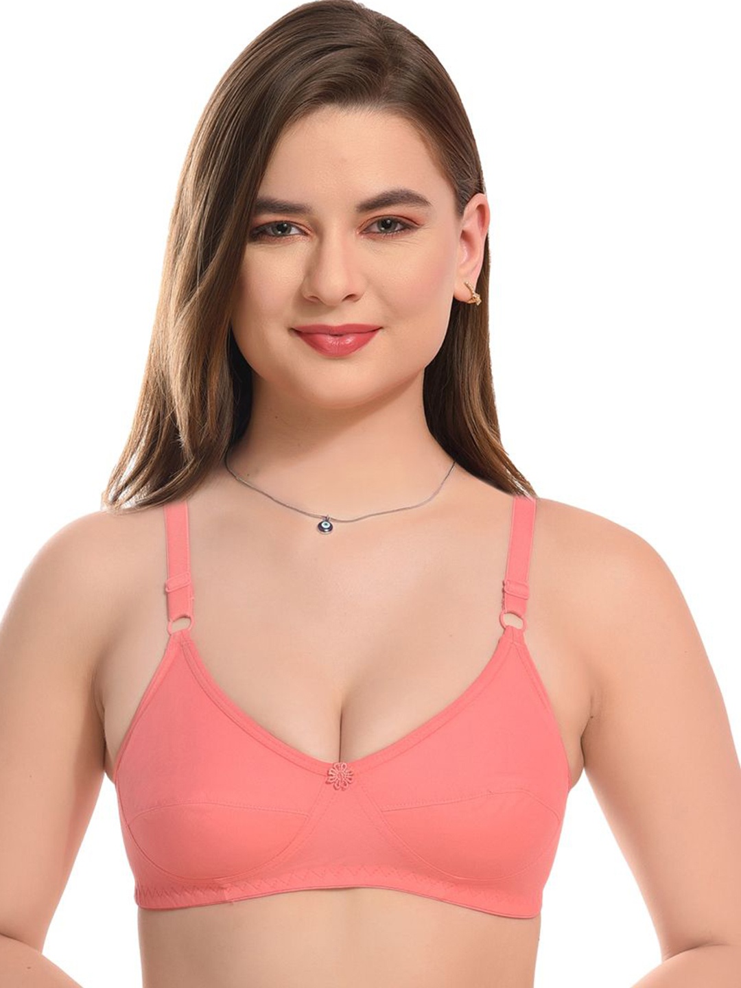 

don't Shy Medium Coverage Solid cotton Bra, Pink