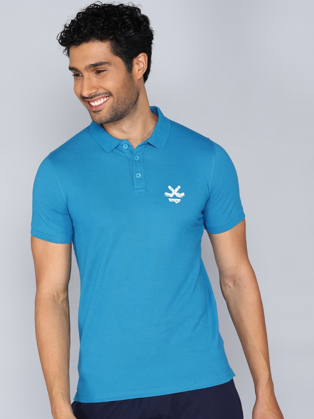

WROGN Men Solid Polo Collar Pure Cotton T-shirt, Blue