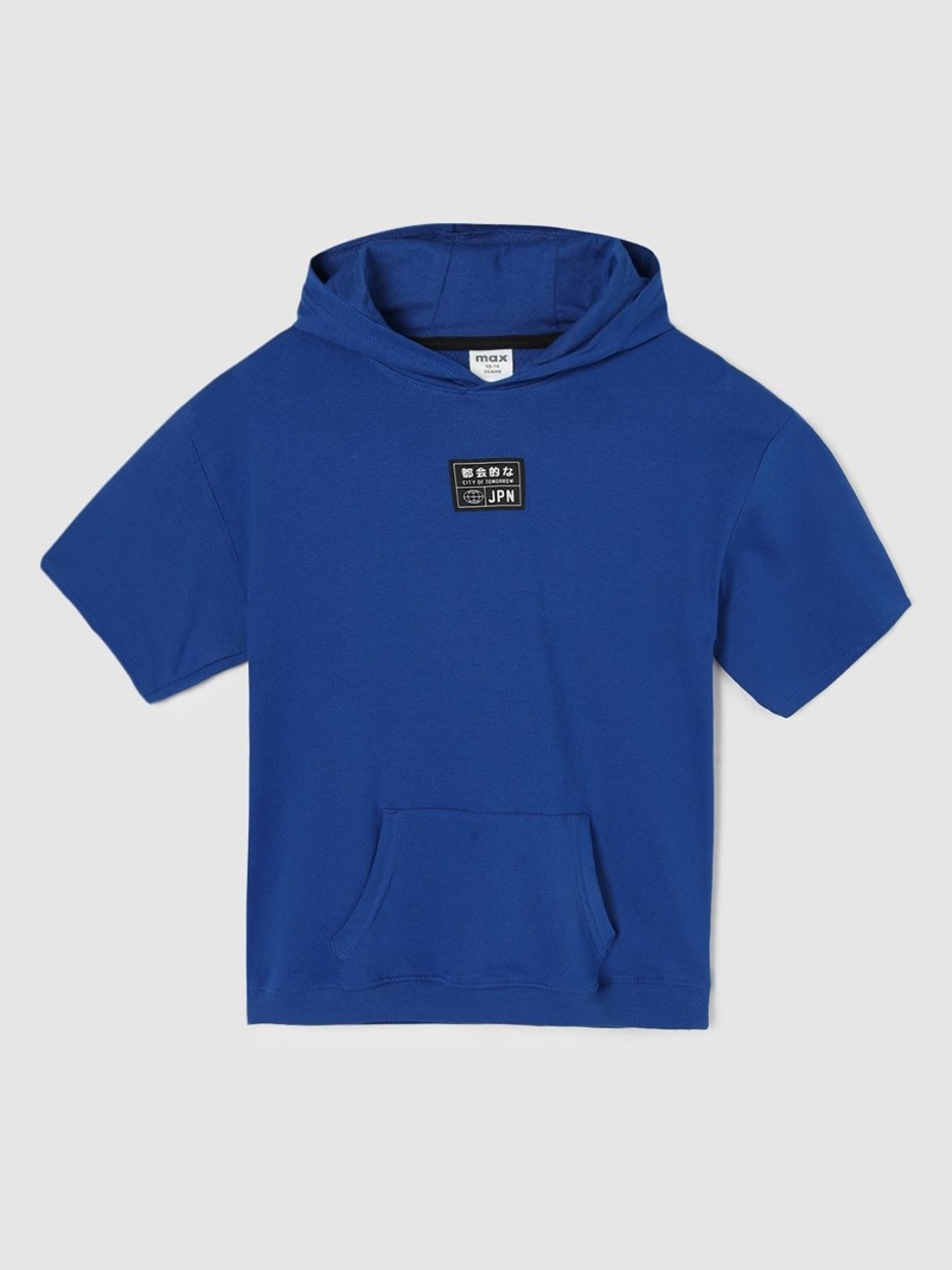 

max Boys Solid Hood Cotton T-shirt, Blue