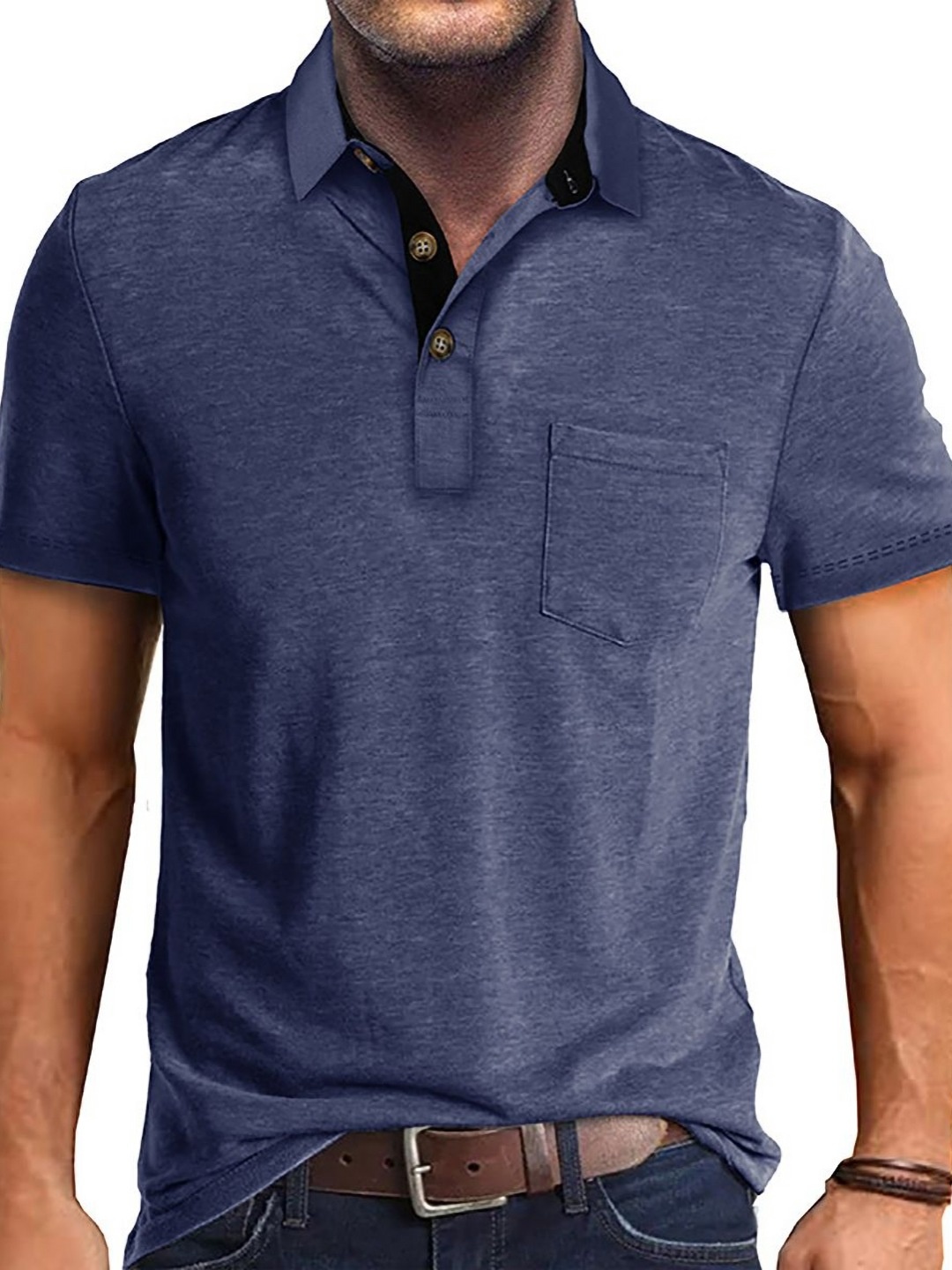 

StyleCast x Revolte Men Polo Collar T-shirt, Navy blue