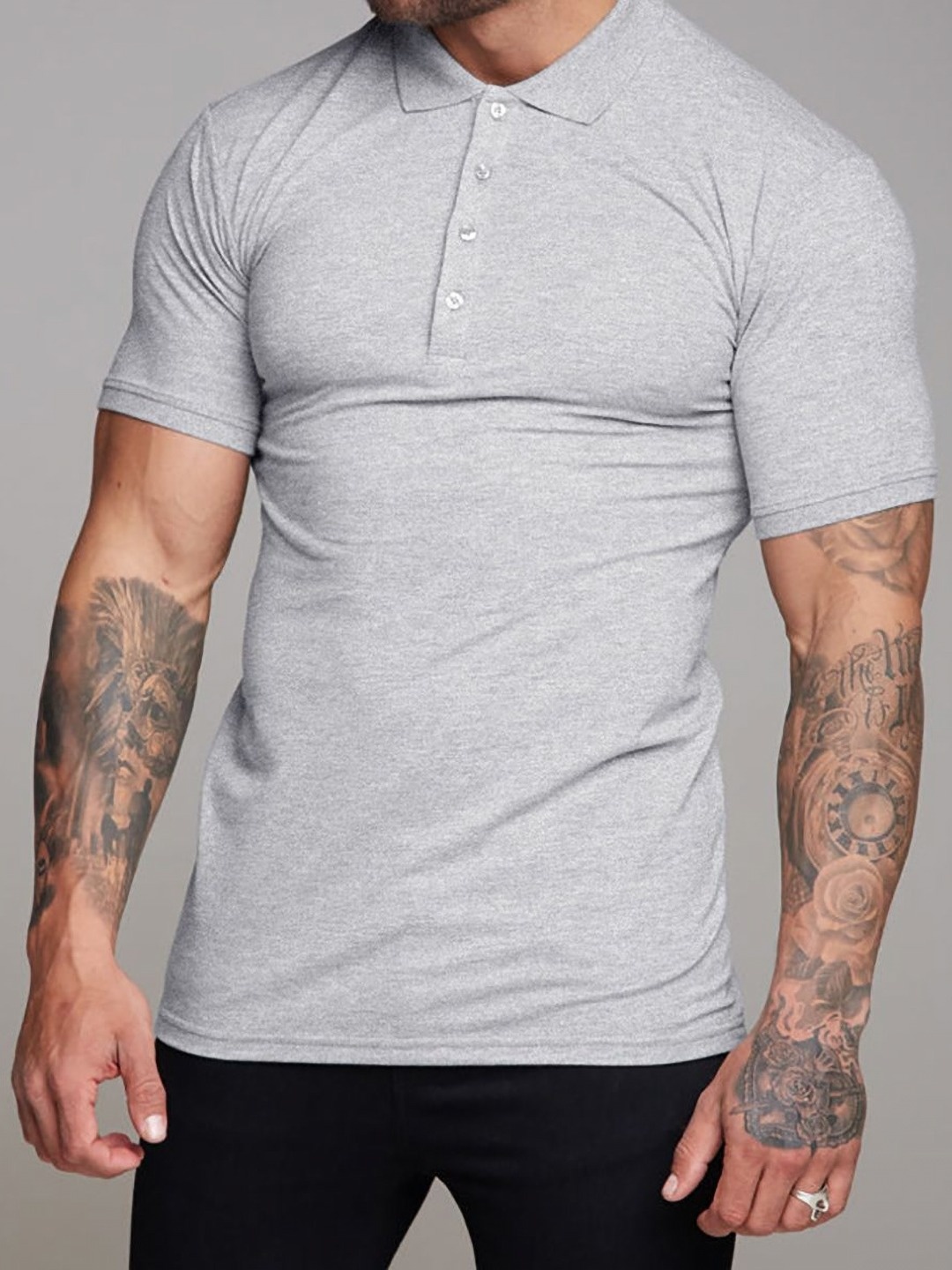 

StyleCast x Revolte Men Solid Polo Collar T-shirt, Grey