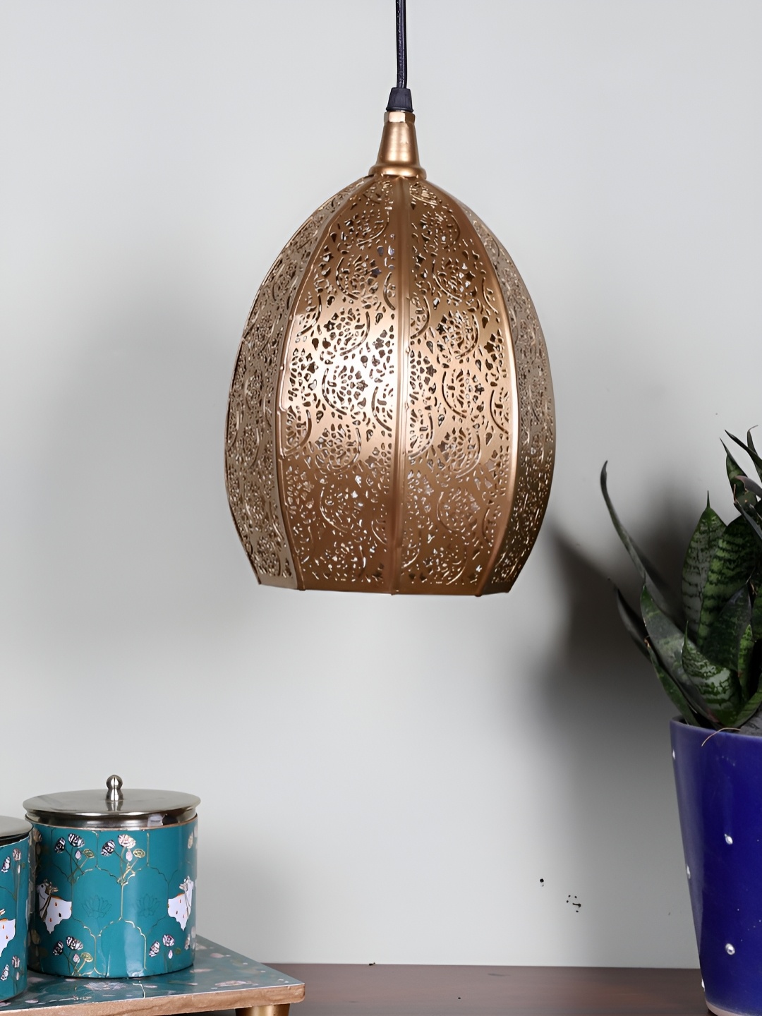 

Devansh Gunmetal-Toned Textured Contemporary Ceiling Lamp, Metallic