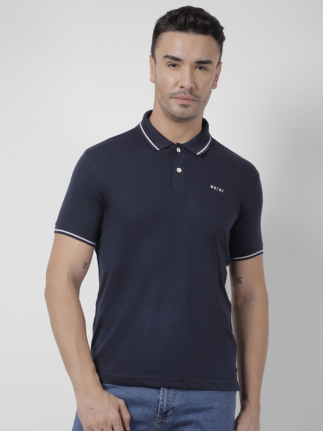 

Numero Uno Men Solid Polo Collar Cotton T-shirt, Navy blue