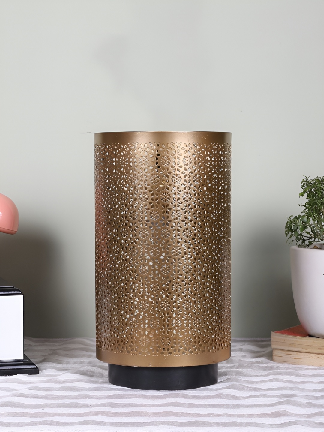 

Devansh Gold-Toned Textured Metal Traditional Cylindrical Shaped Table Lamp