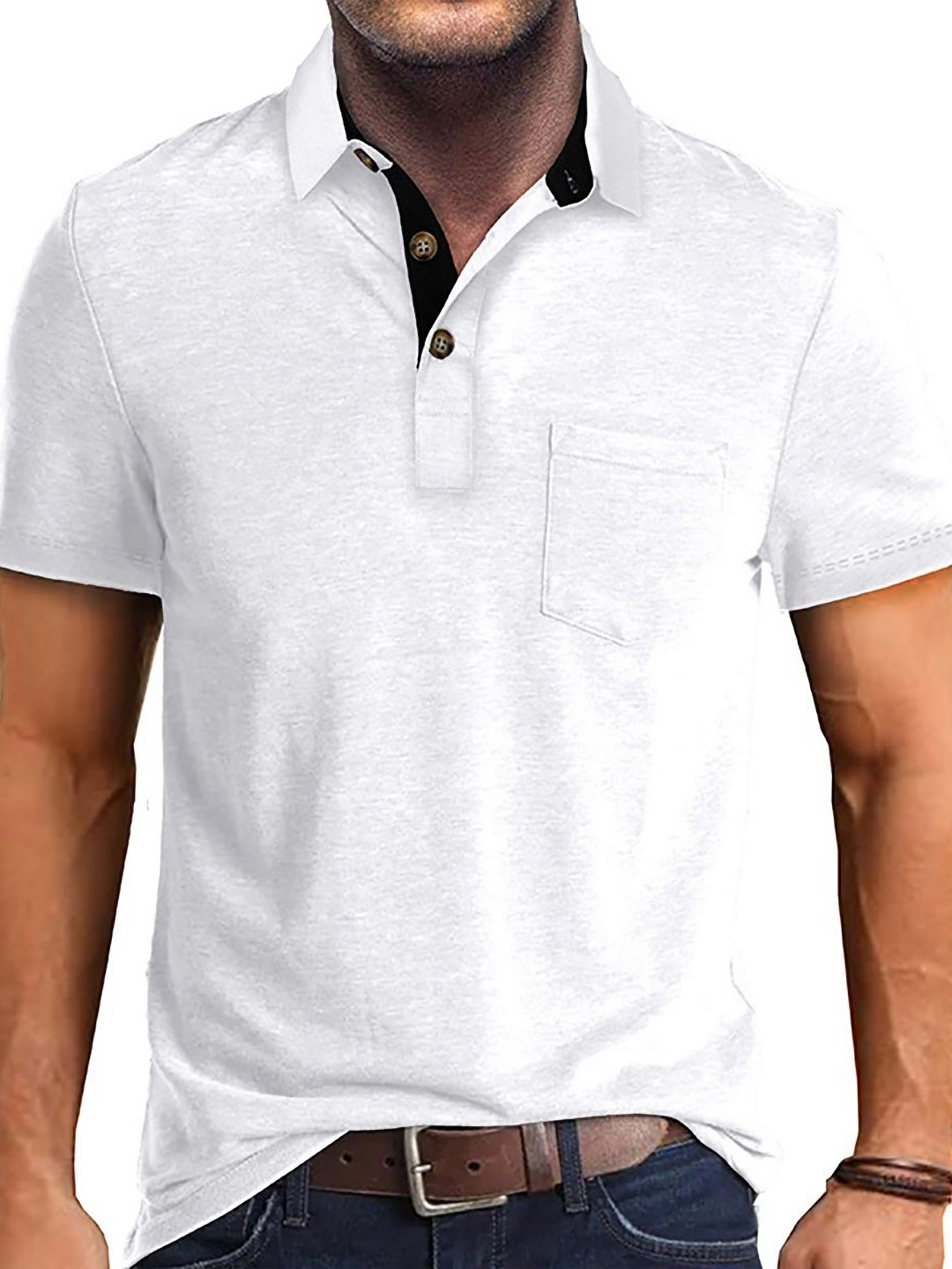 

StyleCast x Revolte Men Solid Polo Collar T-shirt, White