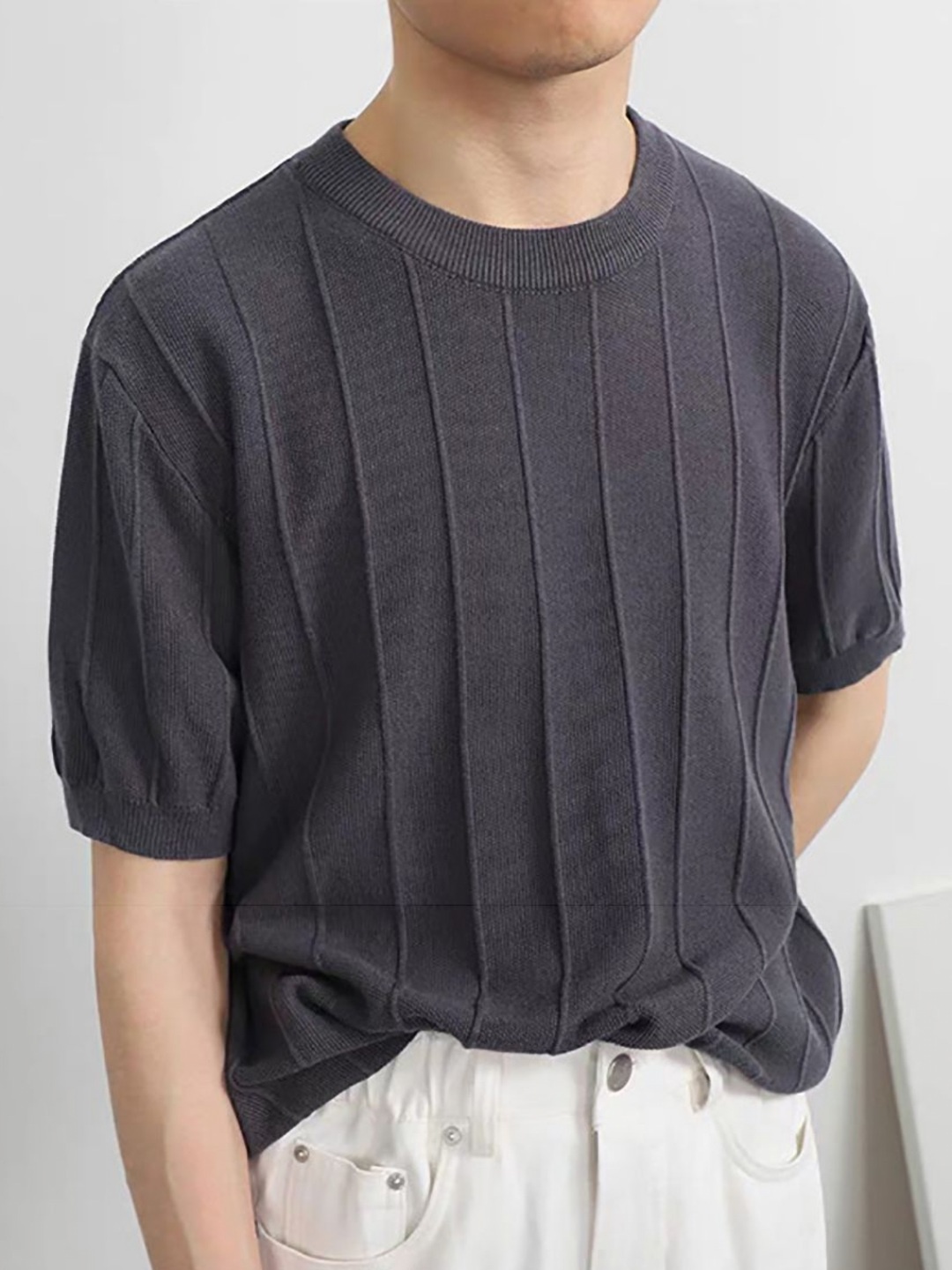 

StyleCast x Revolte Men Self Design Round Neck T-shirt, Grey