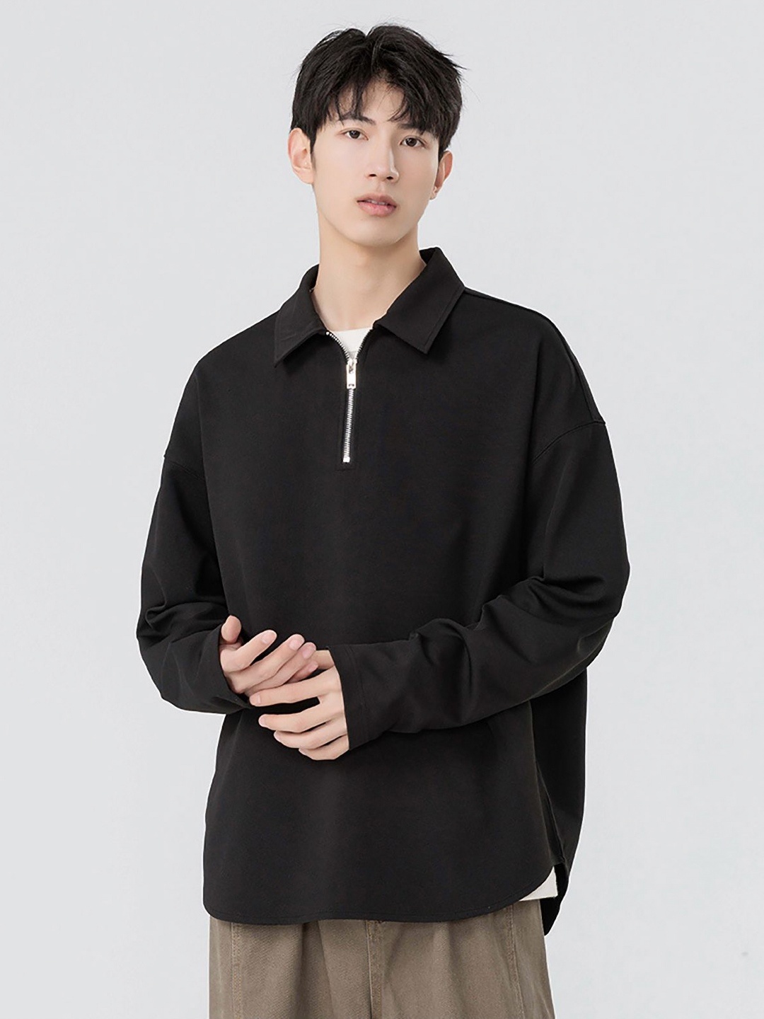 

StyleCast x Revolte Men Solid Polo Collar T-shirt, Black
