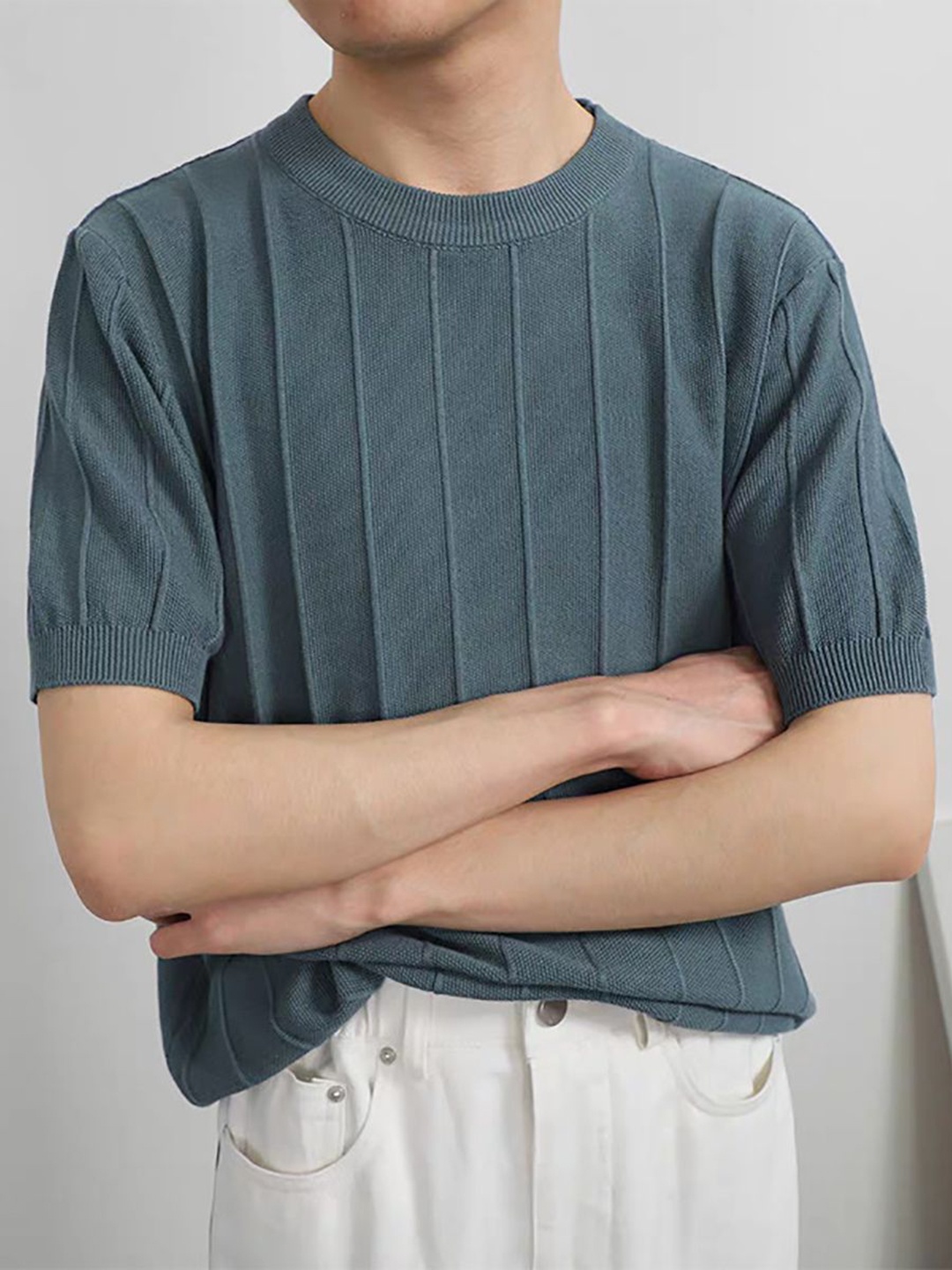 

StyleCast x Revolte Men Self Design Round Neck T-shirt, Grey
