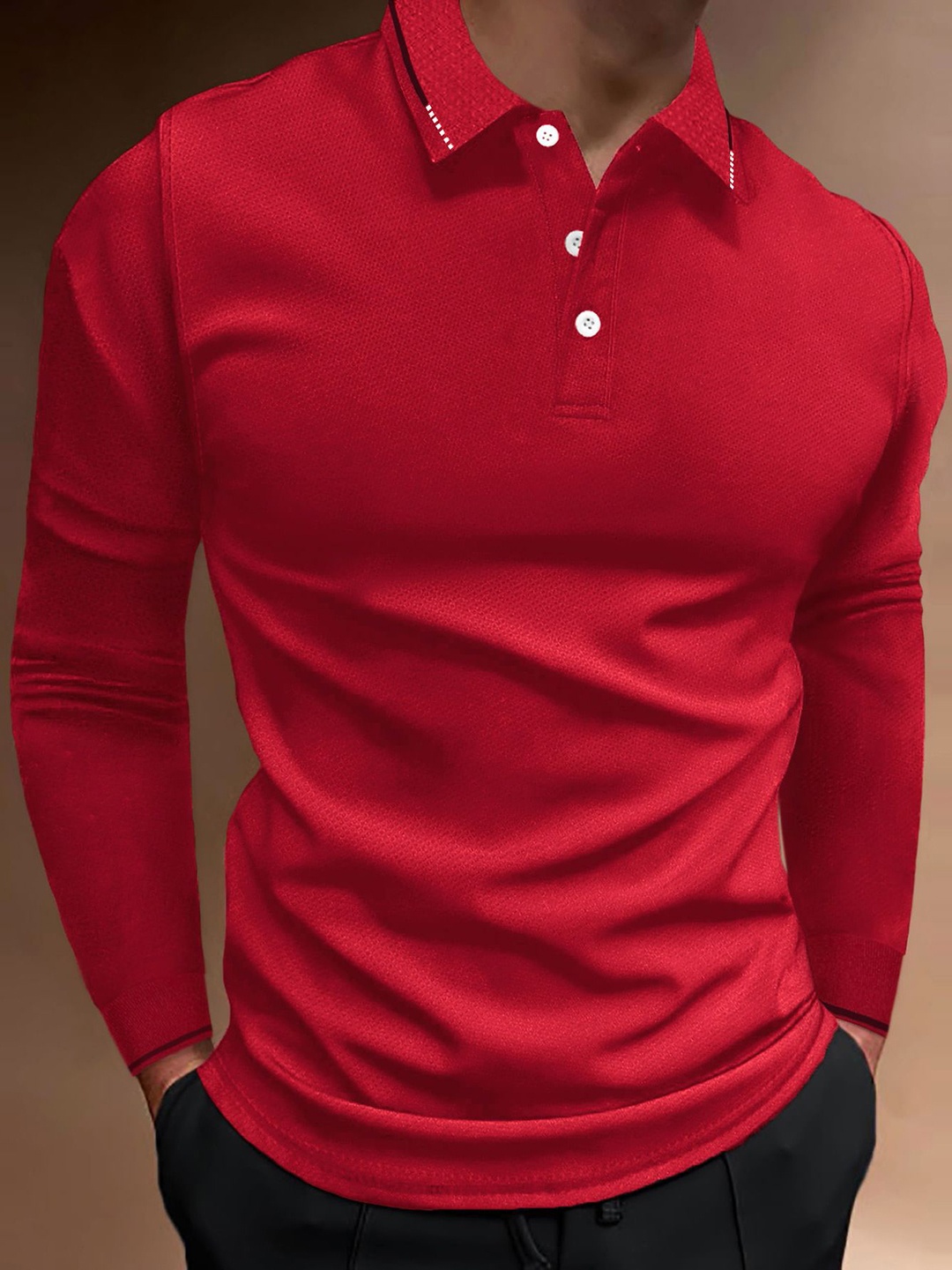 

StyleCast x Revolte Men Solid Polo Collar T-shirt, Red