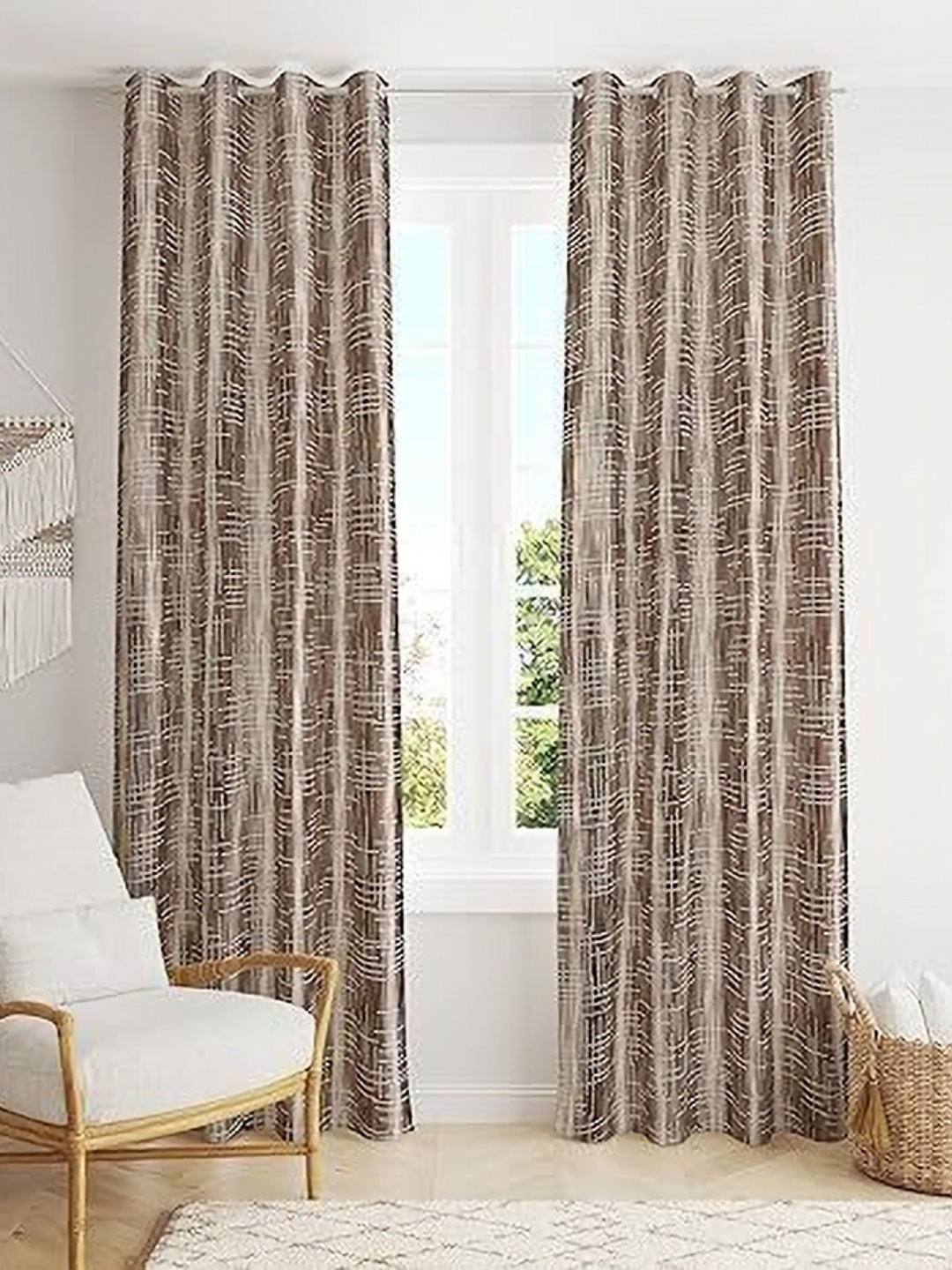 

Banchmark Home Furnishings Brown & Beige 2 Pieces Abstract Room Darkening Door Curtains