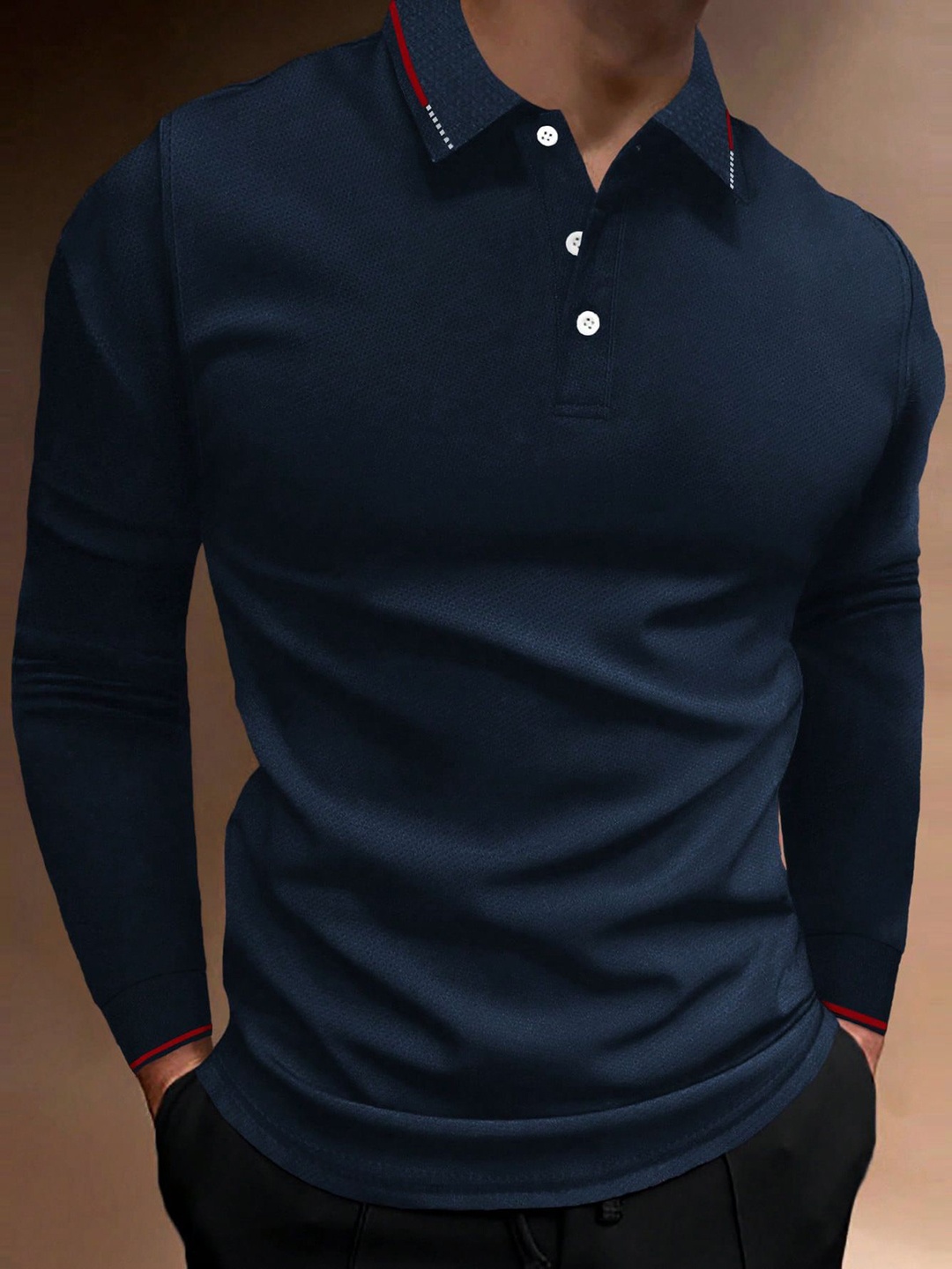 

StyleCast x Revolte Men Solid Polo Collar T-shirt, Navy blue