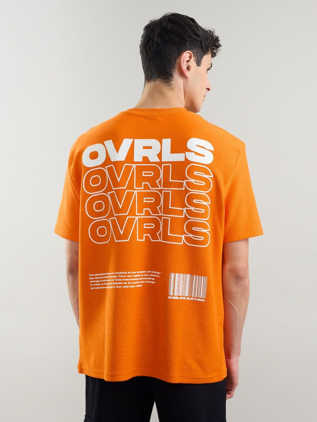 

Overlays Men Typography Printed Round Neck Cotton Relaxed Fit T-shirt, Orange